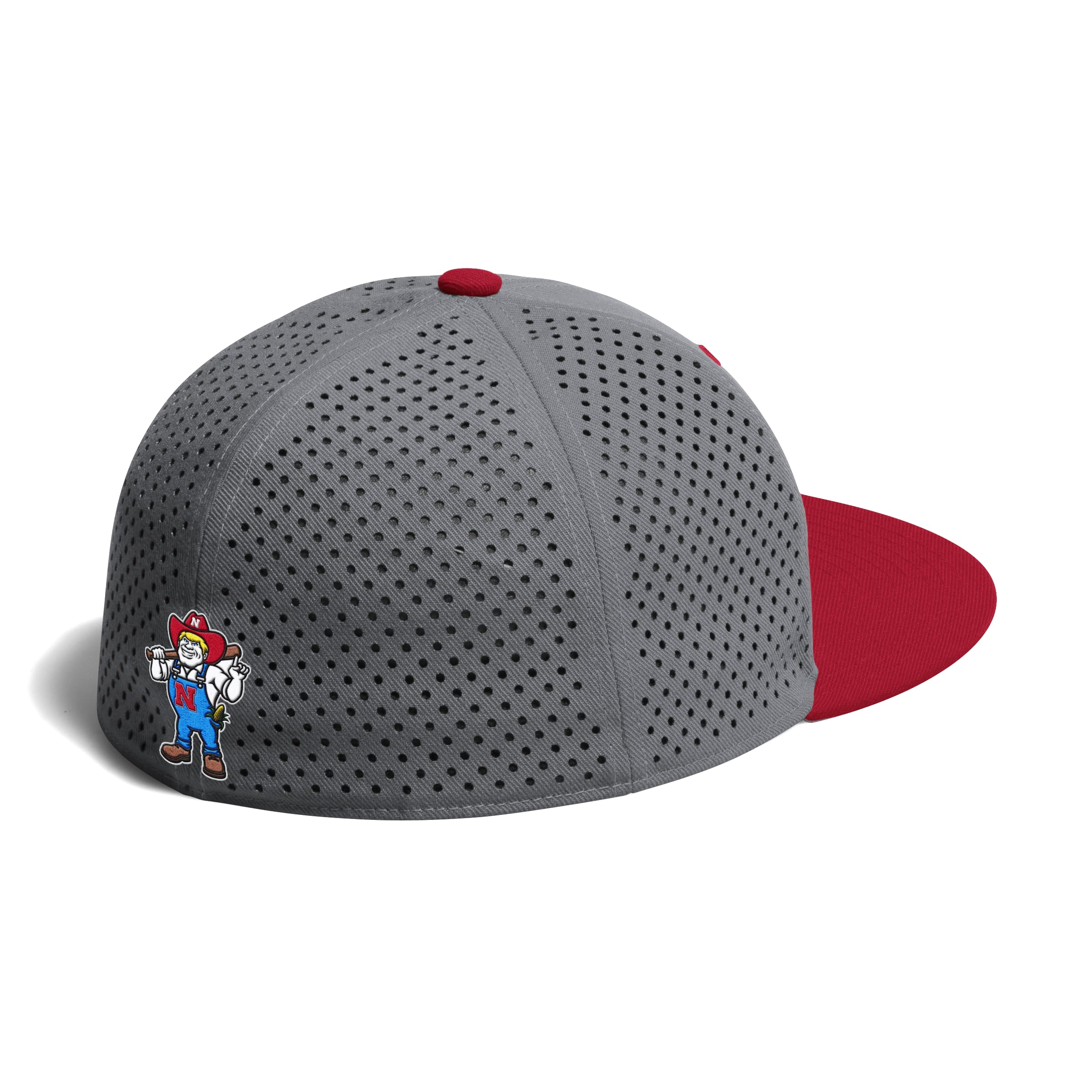 Grey Adidas OF Baseball Perforated Hat - Nebraska Cornhuskers