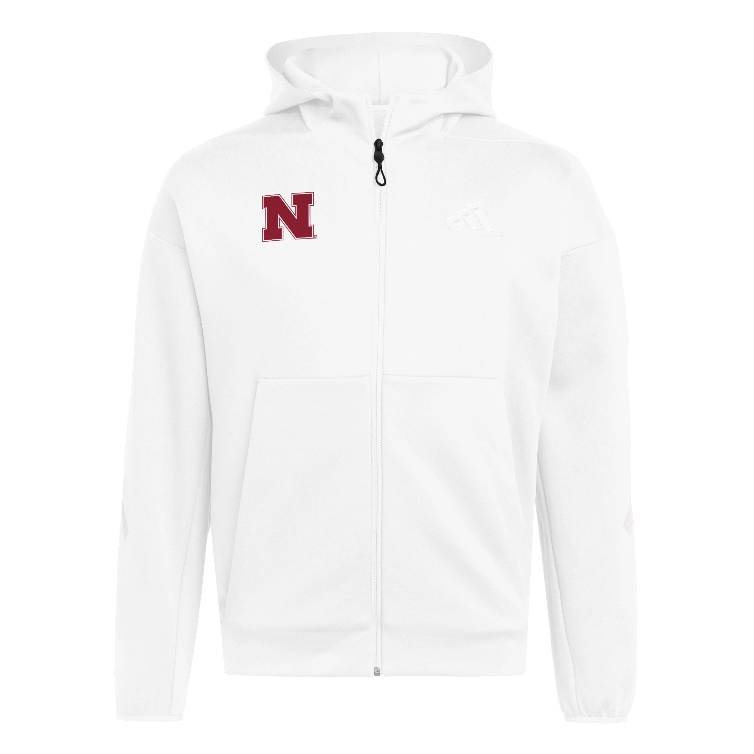 White Adidas Men's Iron N Z.N.E. Full Zip Hoodie - Nebraska Cornhuskers