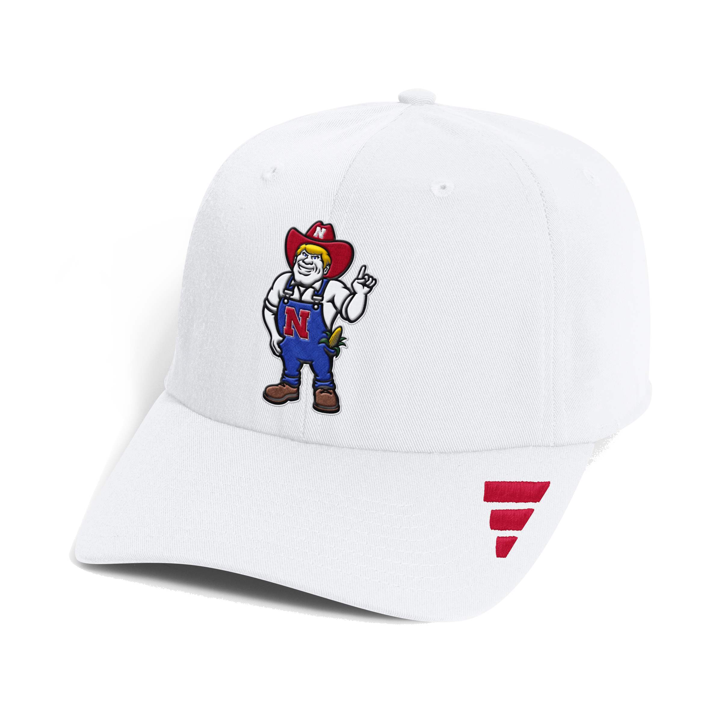 White Adidas Low-Profile Vault Logo Slouch Hat - Nebraska Cornhuskers