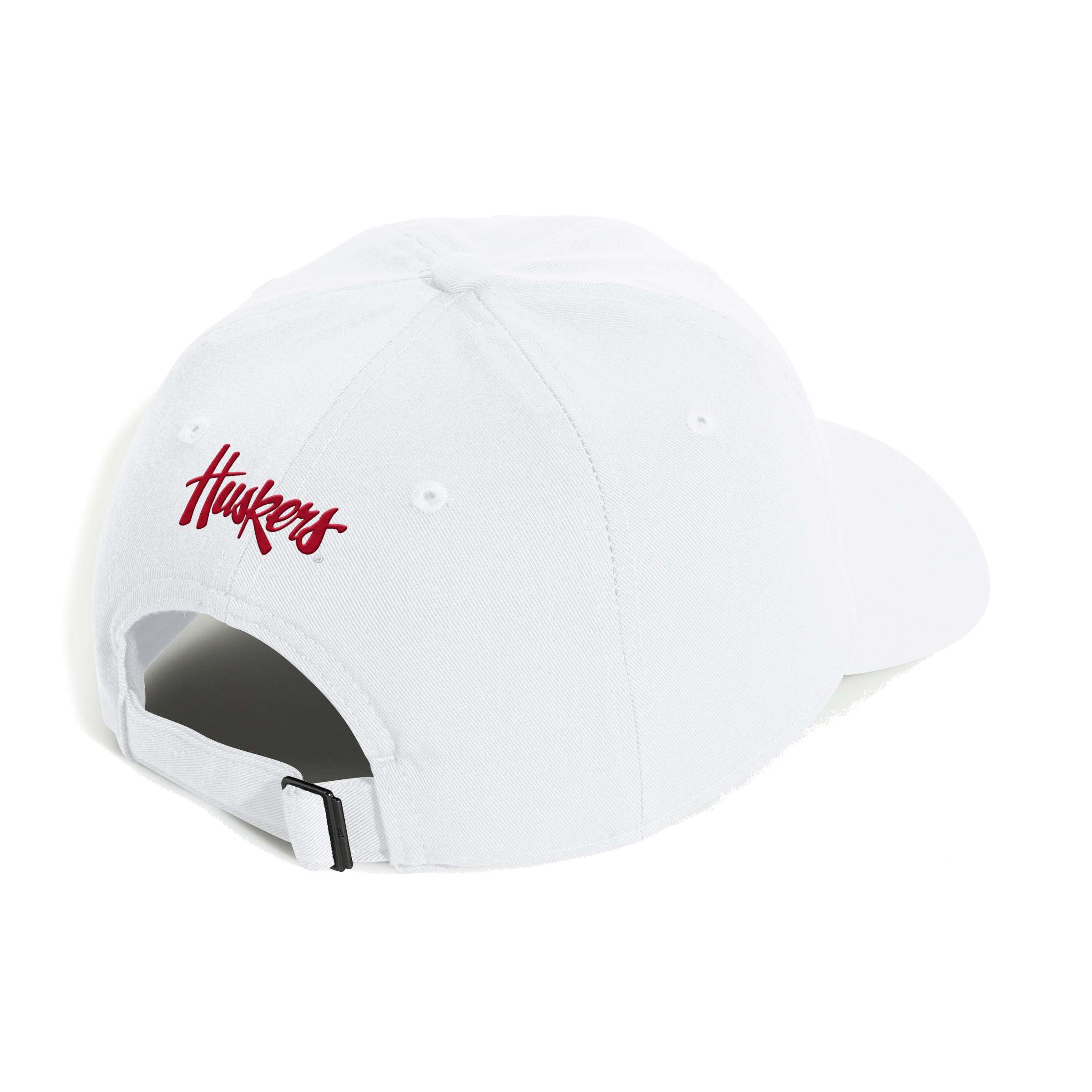 White Adidas Low-Profile Vault Logo Slouch Hat - Nebraska Cornhuskers