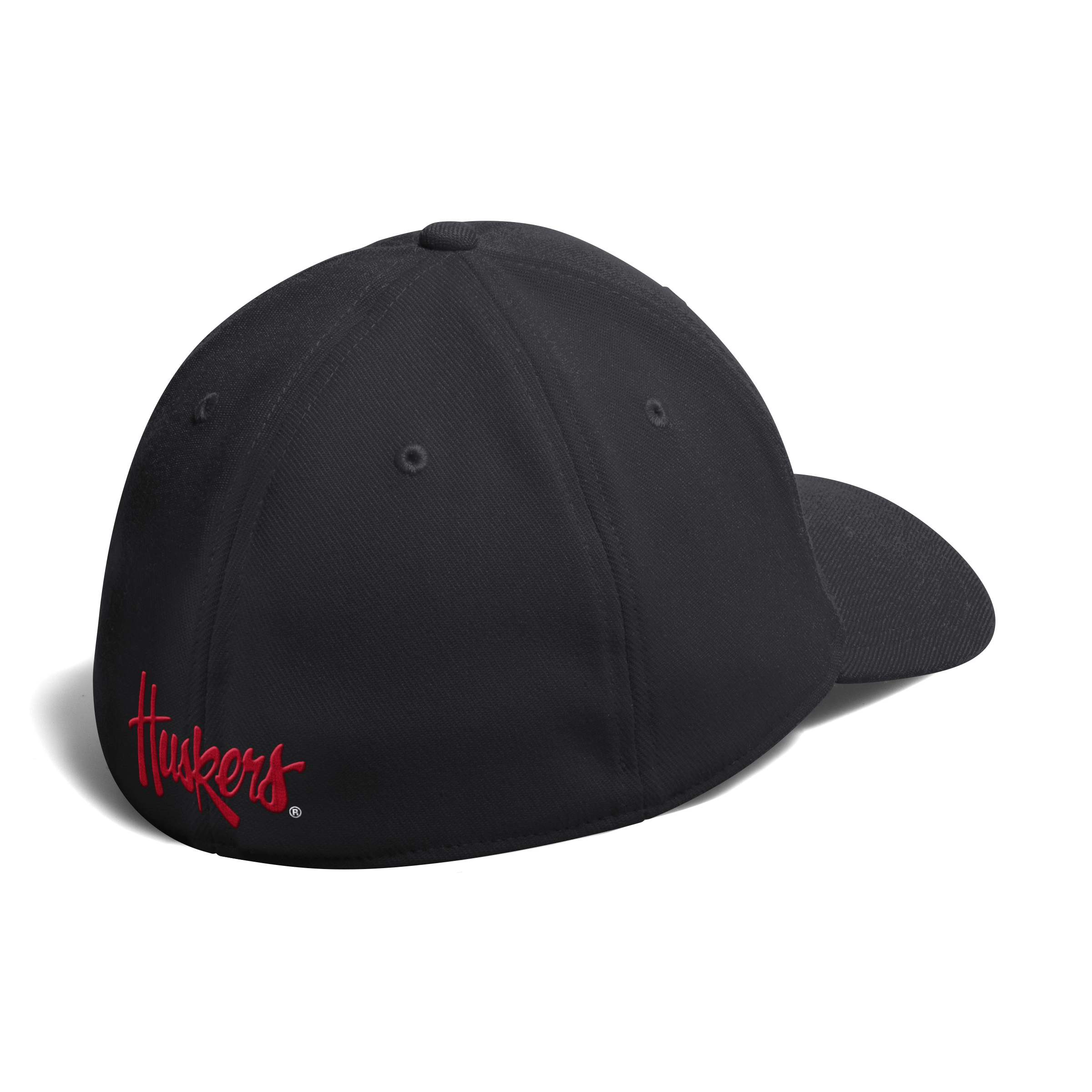 Black Adidas Low-Profile Logo Stretch-Fit Hat - Nebraska Cornhuskers