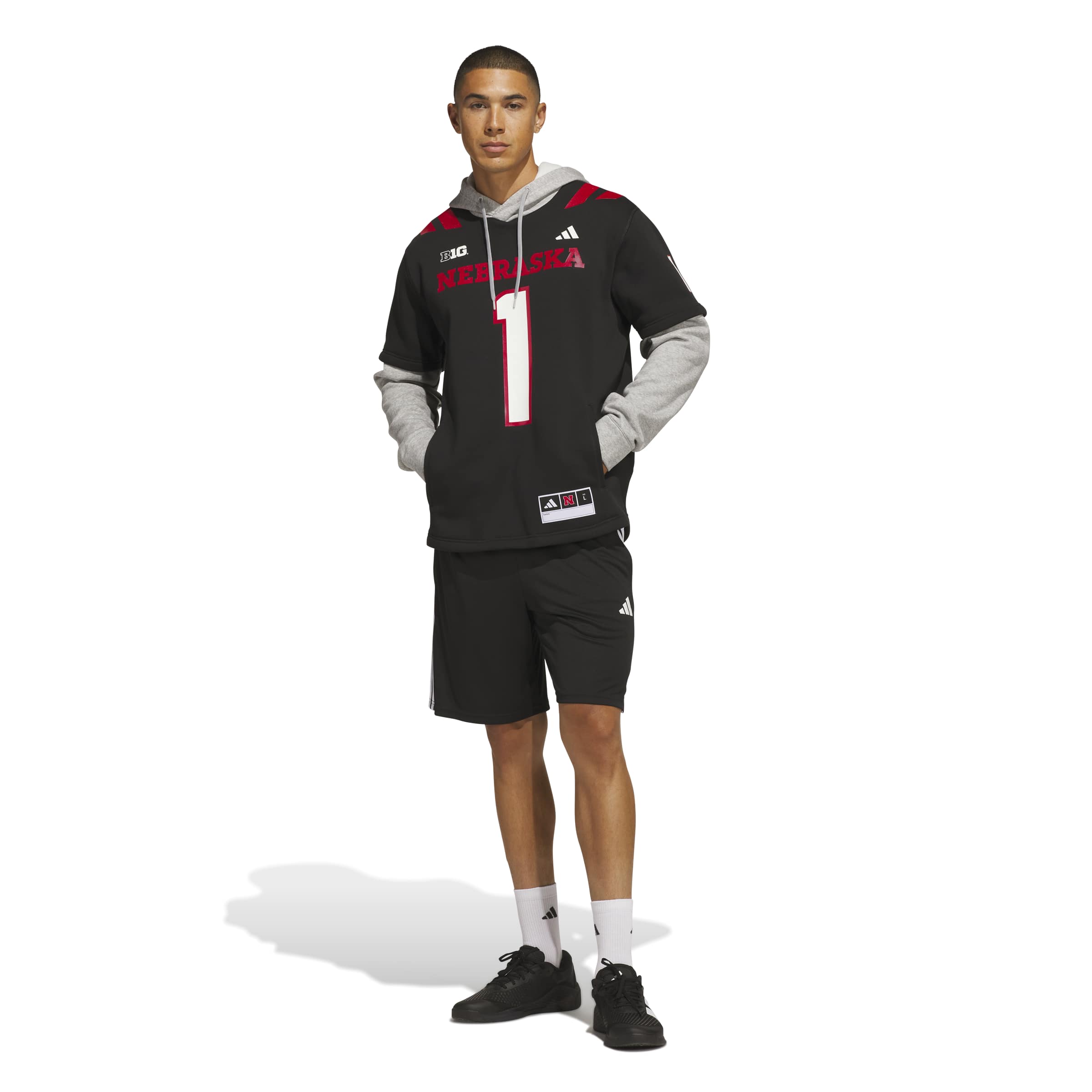 PRE-ORDER Adidas 2026 BLACKOUT Strategy Jersey Hoodie - Nebraska Cornhuskers