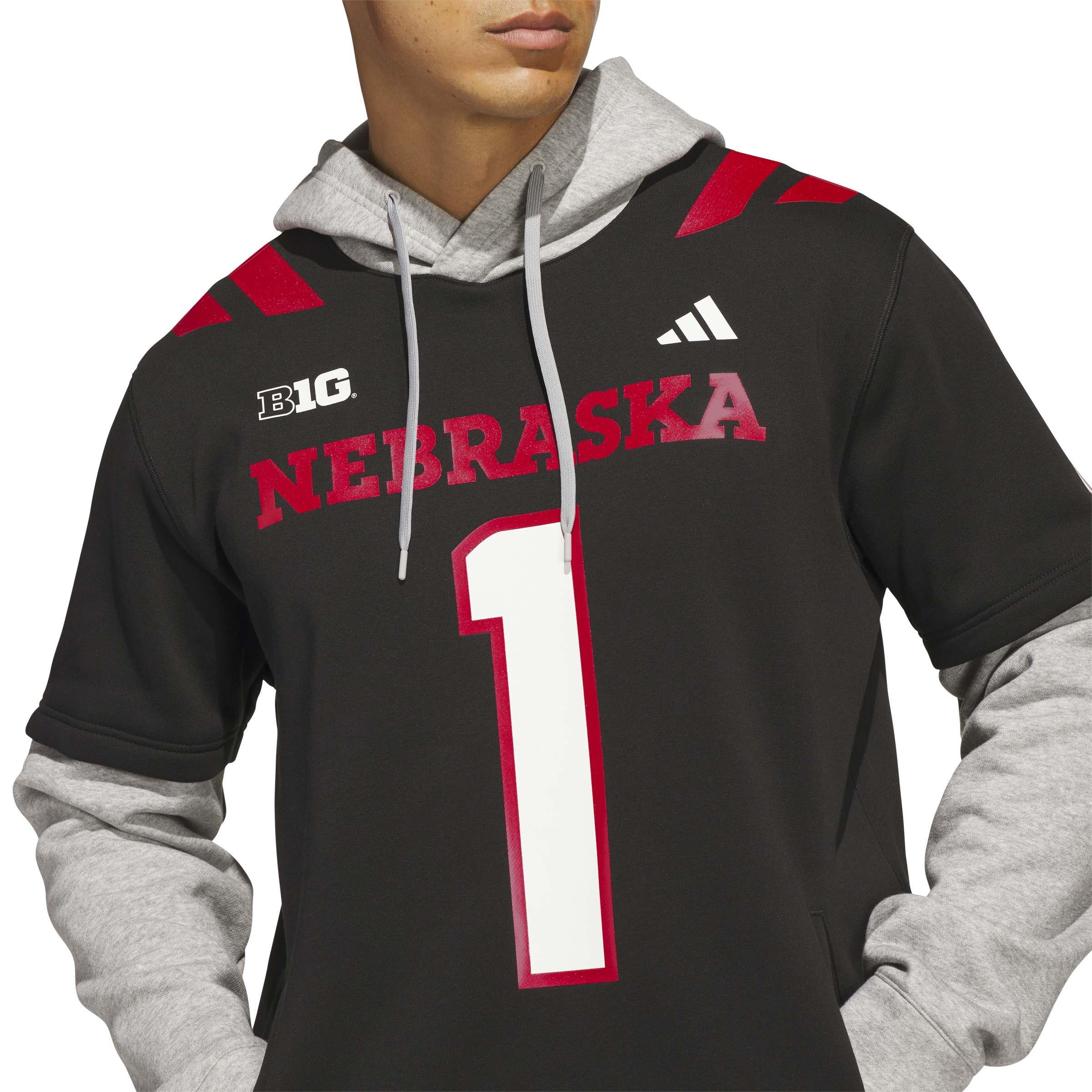 PRE-ORDER Adidas 2026 BLACKOUT Strategy Jersey Hoodie - Nebraska Cornhuskers