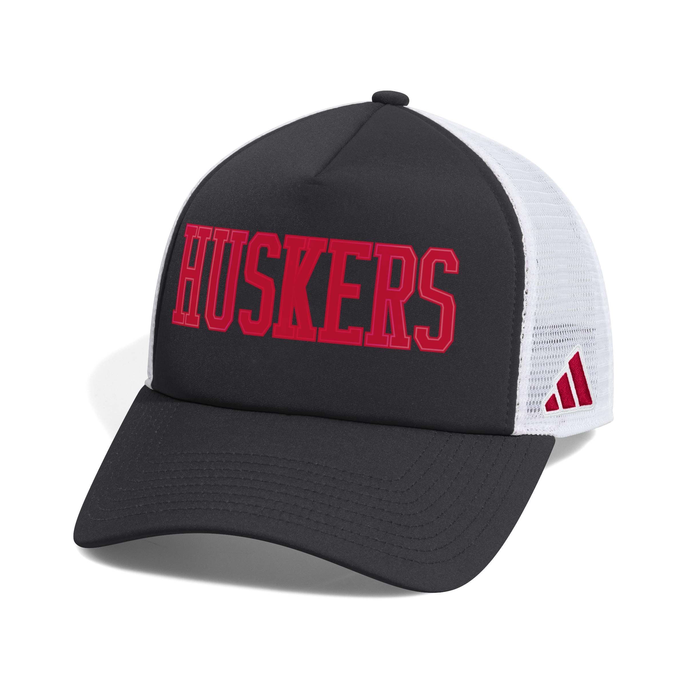 Black Adidas Strat Foam Trucker Hat - Nebraska Cornhuskers