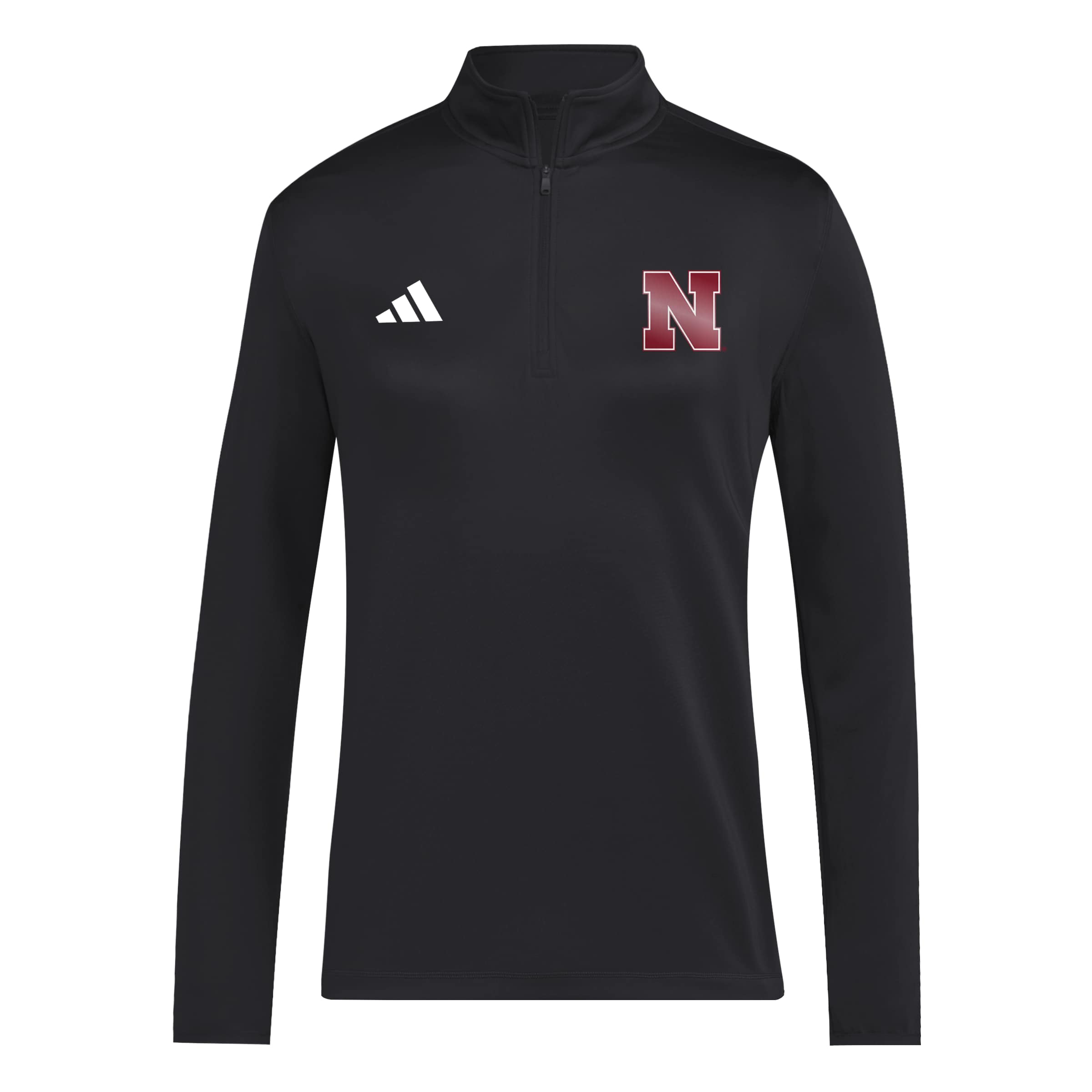 Black Adidas Women's Iron N 3-Stripe Detail 1/4 Zip - Nebraska Cornhuskers