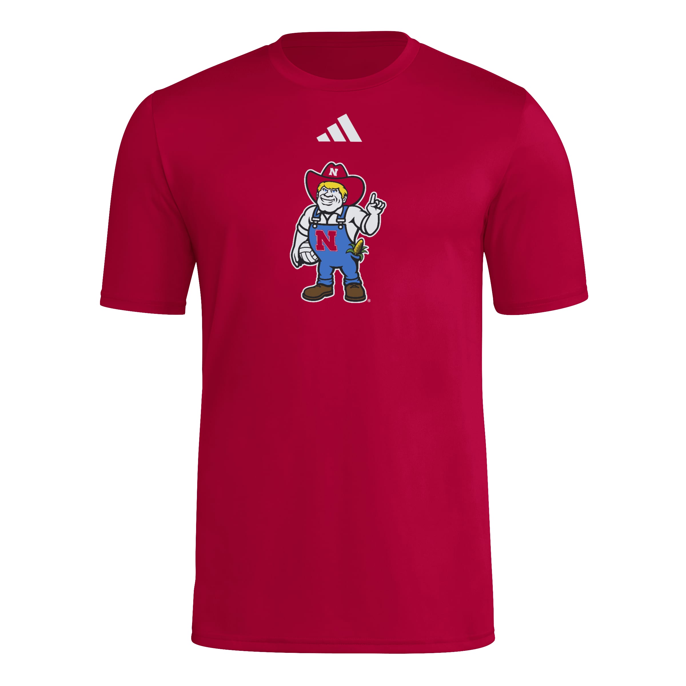 Red Adidas Men's Pregame Herbie Volleyball Husker Short Sleeve Tee - Nebraska Cornhuskers