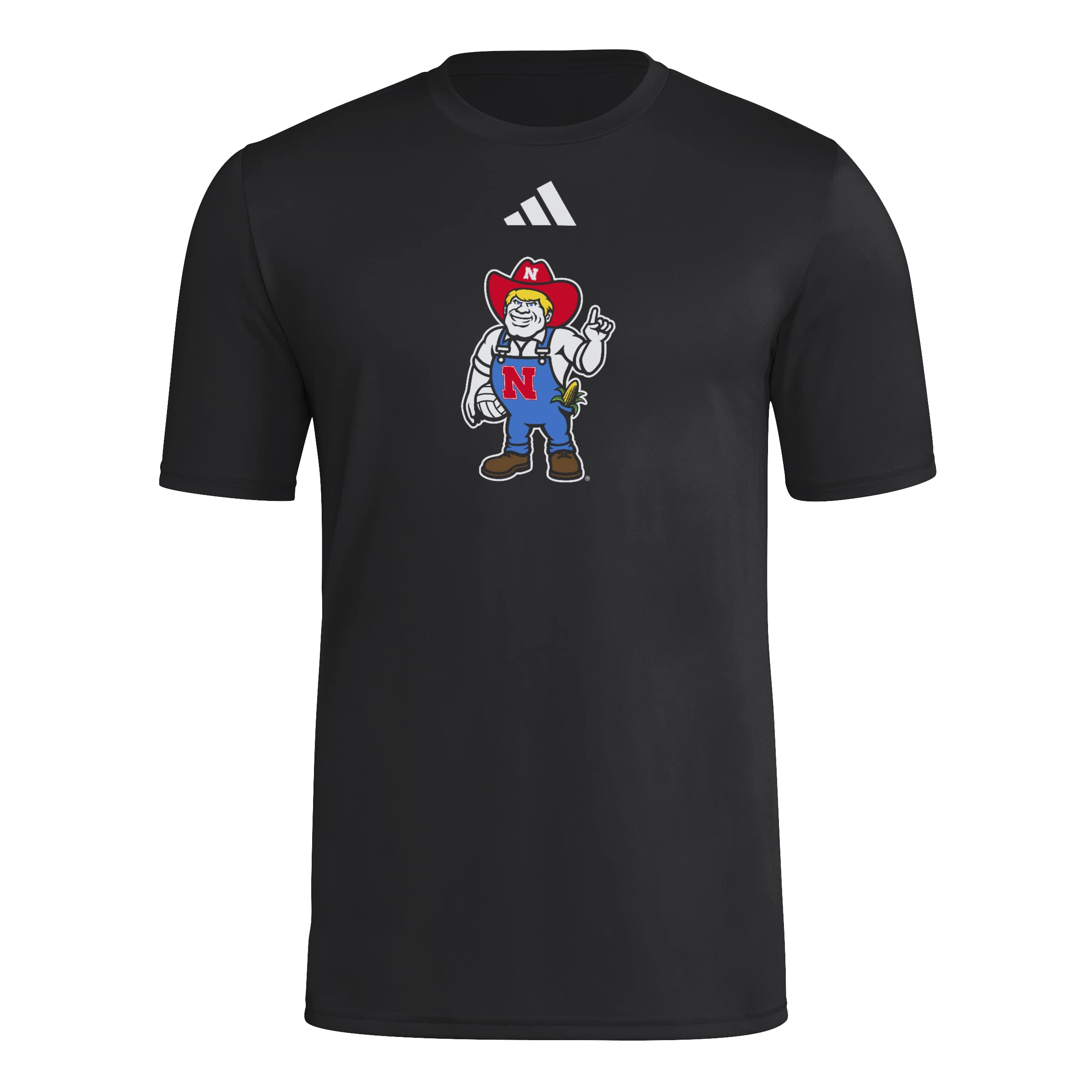 Black Adidas Men's Pregame Herbie Volleyball Husker Short Sleeve Tee - Nebraska Cornhuskers