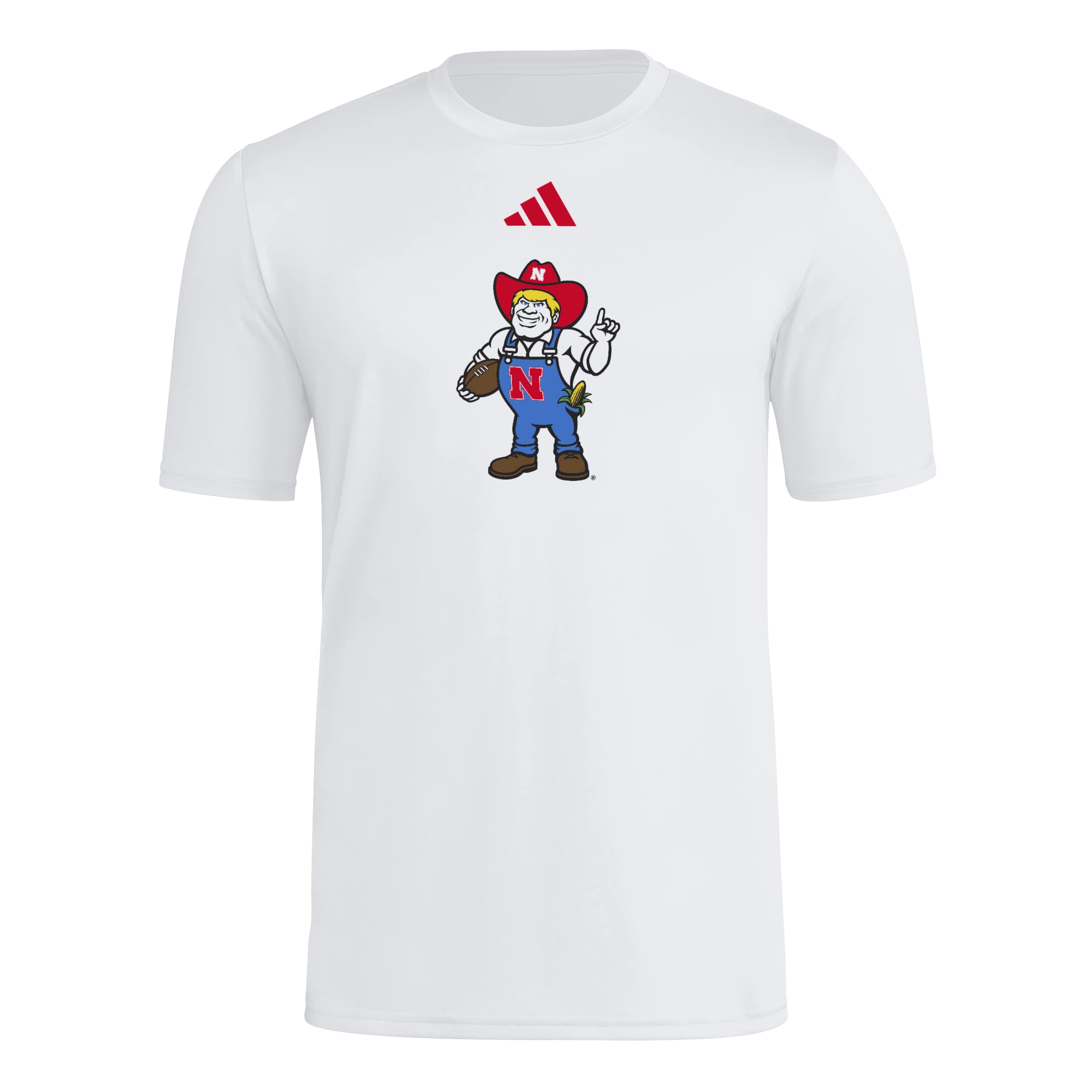 White Adidas Men's Pregame Herbie Short Sleeve Tee - Nebraska Cornhuskers