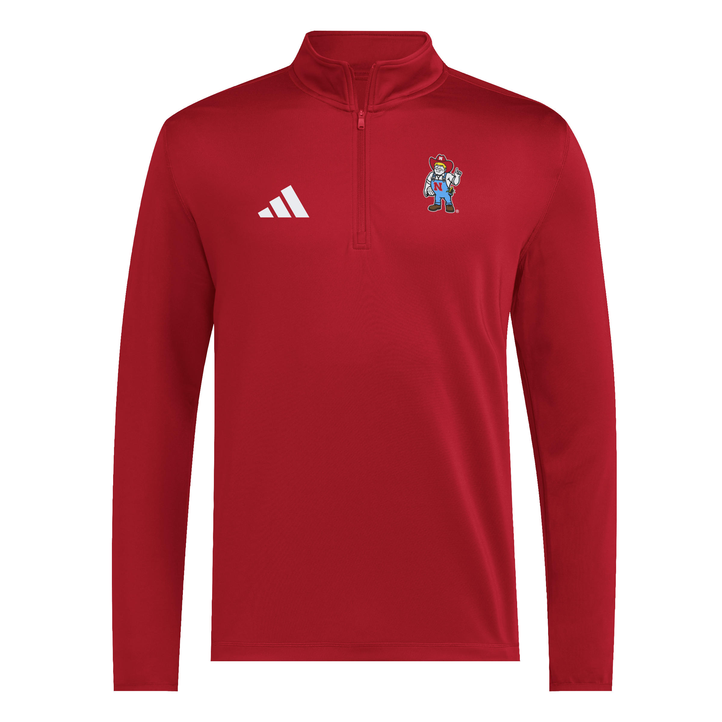 Red Adidas Herbie Volleyball 3-Stripe Detail 1/4 Zip - Nebraska Cornhuskers