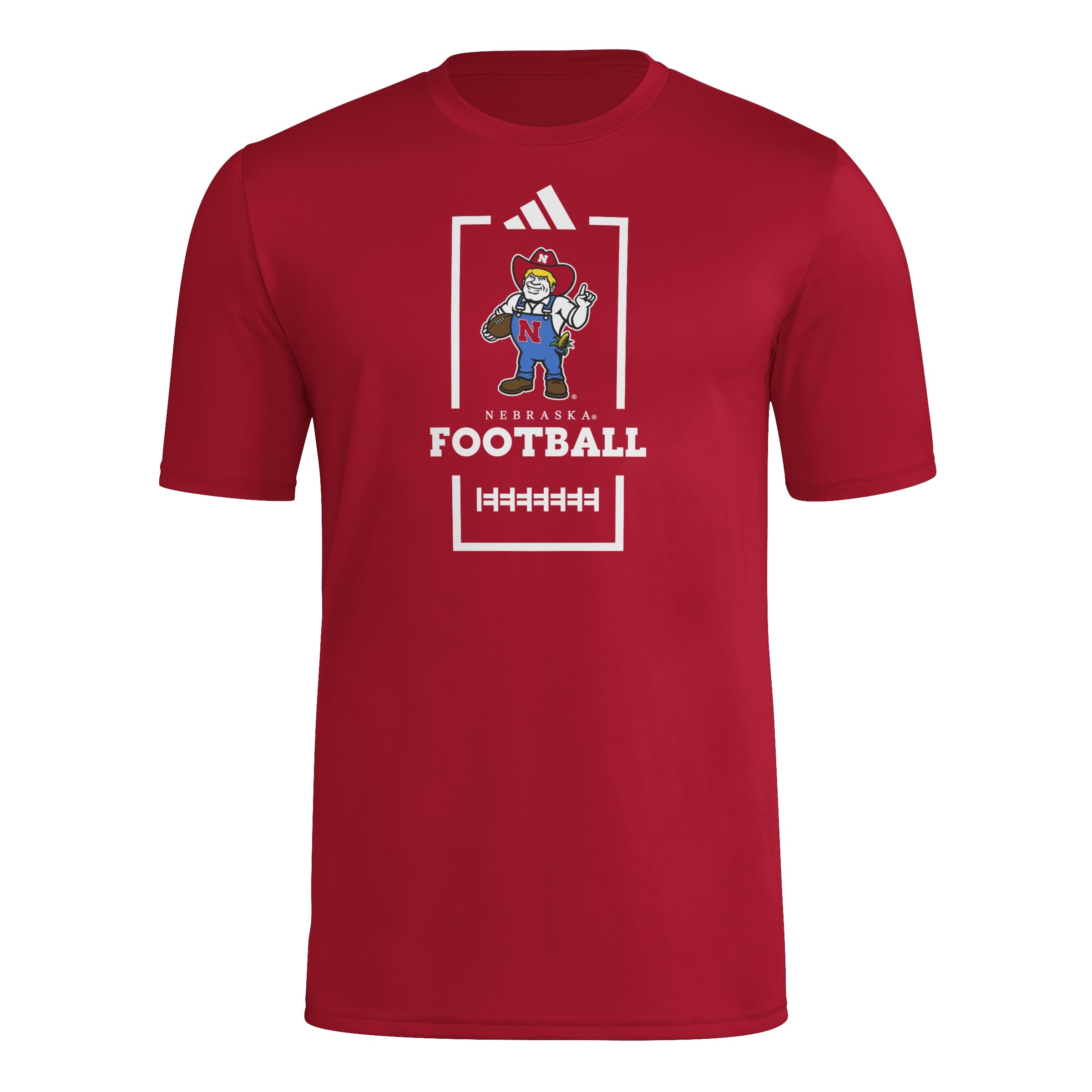 Red Adidas Men's Herbie Football Pregame Short Sleeve Tee - Nebraska Cornhuskers
