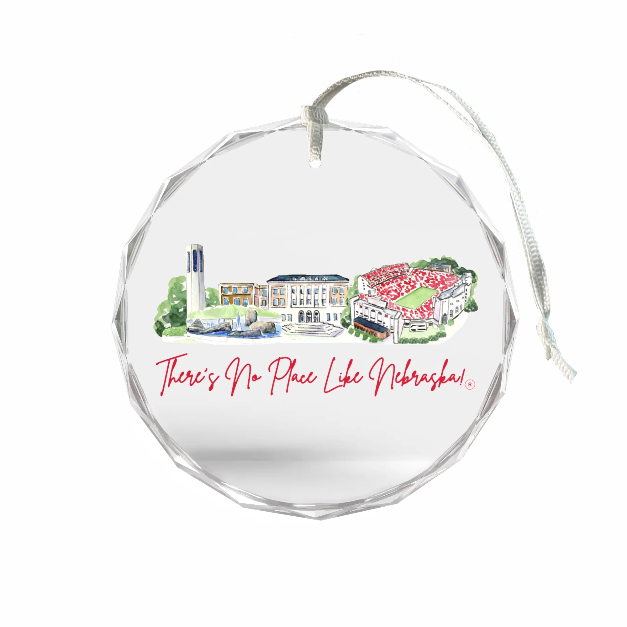 Landmark Glass Ornament - Nebraska Cornhuskers
