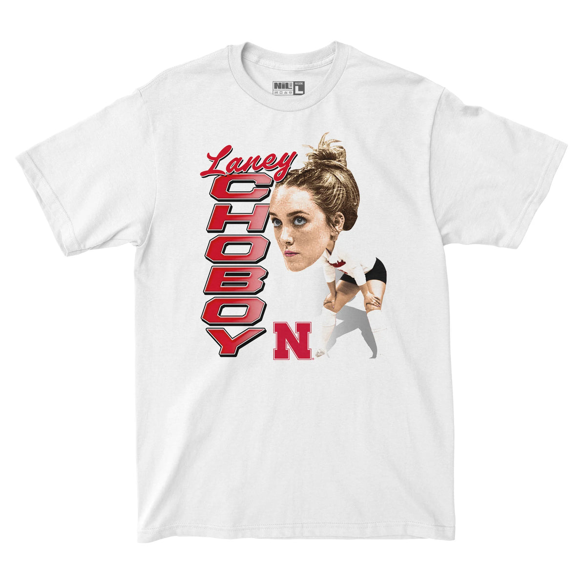 Laney Choboy Caricature NIL Exclusive Release Tee Nebraska Volleyball