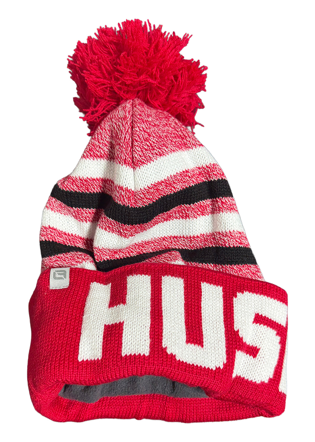 Stripe Pom Beanie – Cuffed Knit, Fleece-Lined