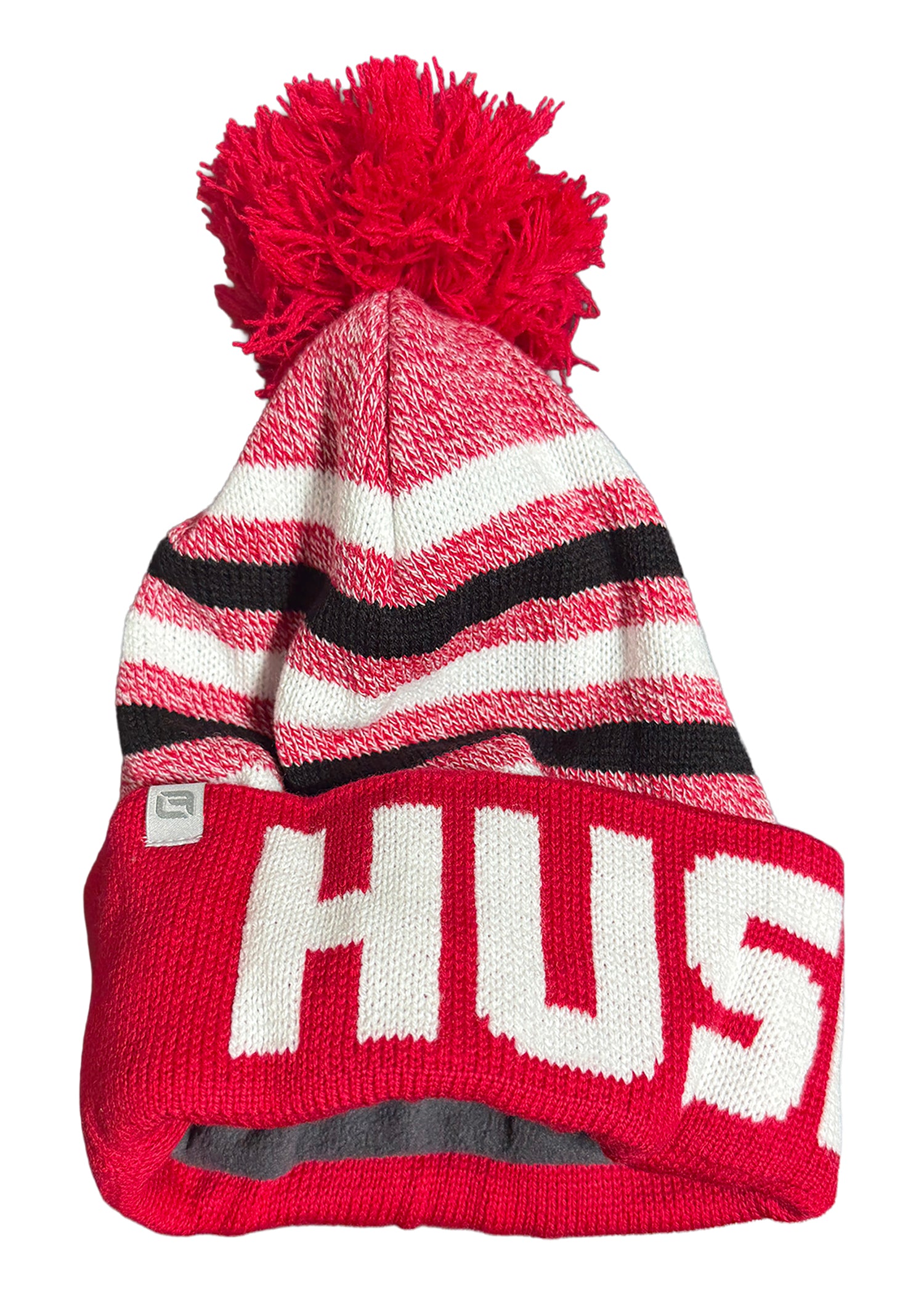 Stripe Pom Beanie – Cuffed Knit, Fleece-Lined