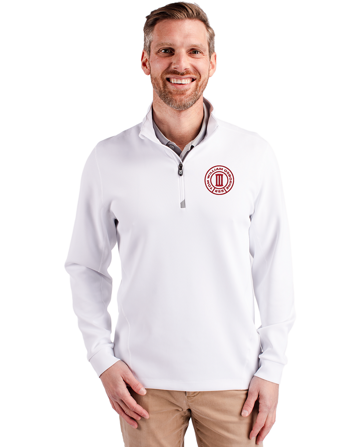TWO55 Cutter & Buck Tom Osborne White 1/4 Zip - Nebraska Cornhuskers