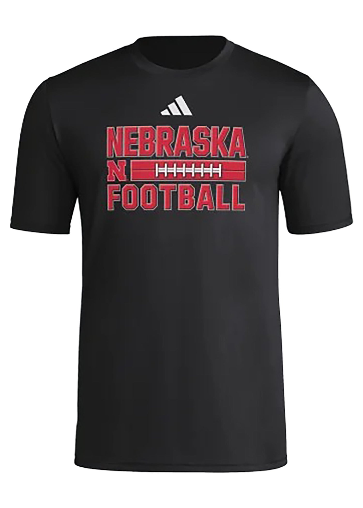 Nebraska Huskers Adidas Pregame Black Football Graphic Tee Short Sleeve