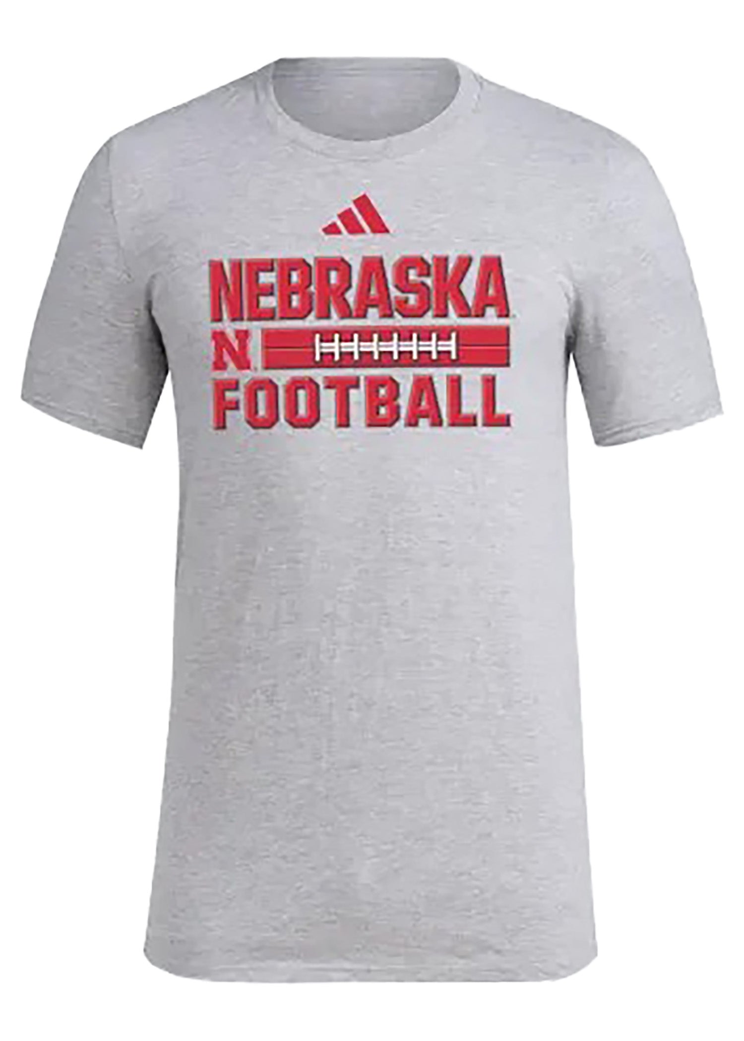 Nebraska Huskers Adidas Pregame Grey Football Graphic Tee Short Sleeve