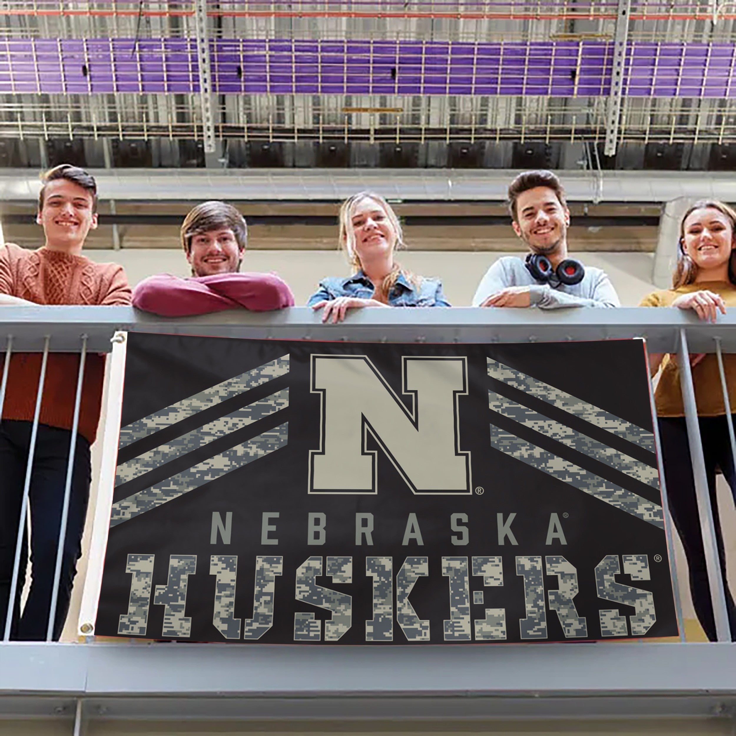 Military Camo - Deluxe Flag Single Sided Silk Screened 3ft x 5ft Nebraska Cornhuskers