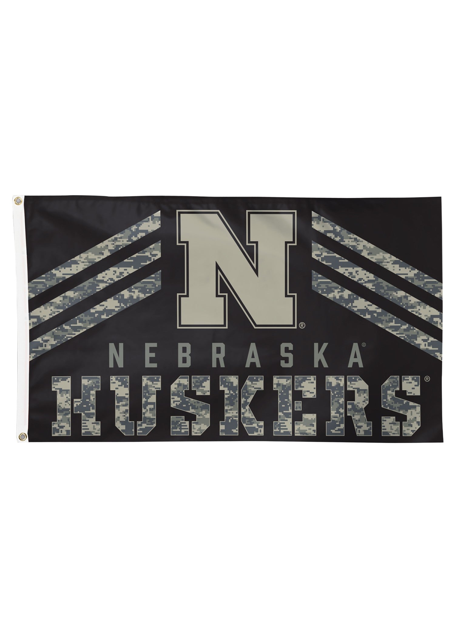 Military Camo - Deluxe Flag Single Sided Silk Screened 3ft x 5ft Nebraska Cornhuskers