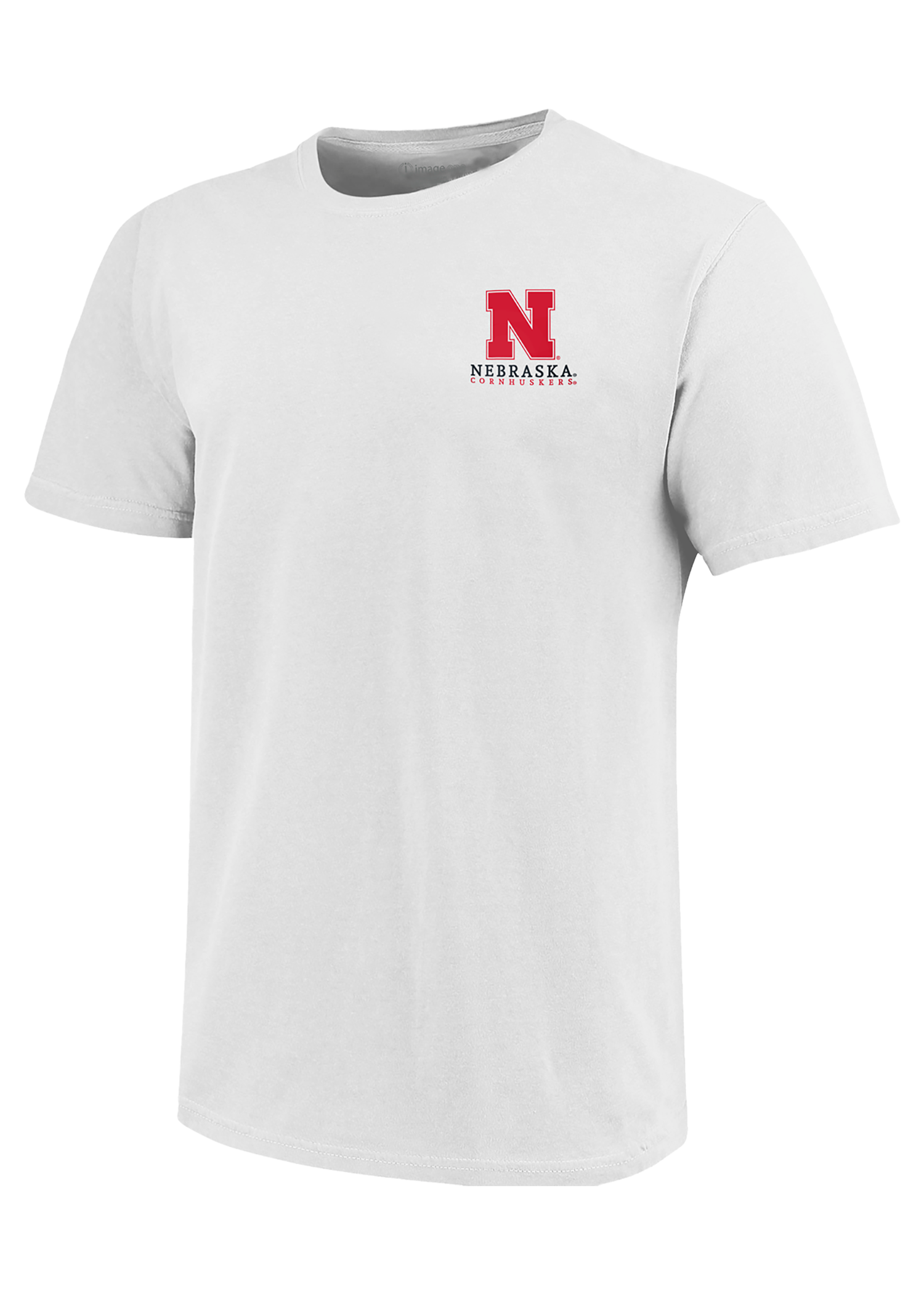 White Men’s Short Sleeve T-Shirt – Nebraska N Chest, Golden Retriever Back