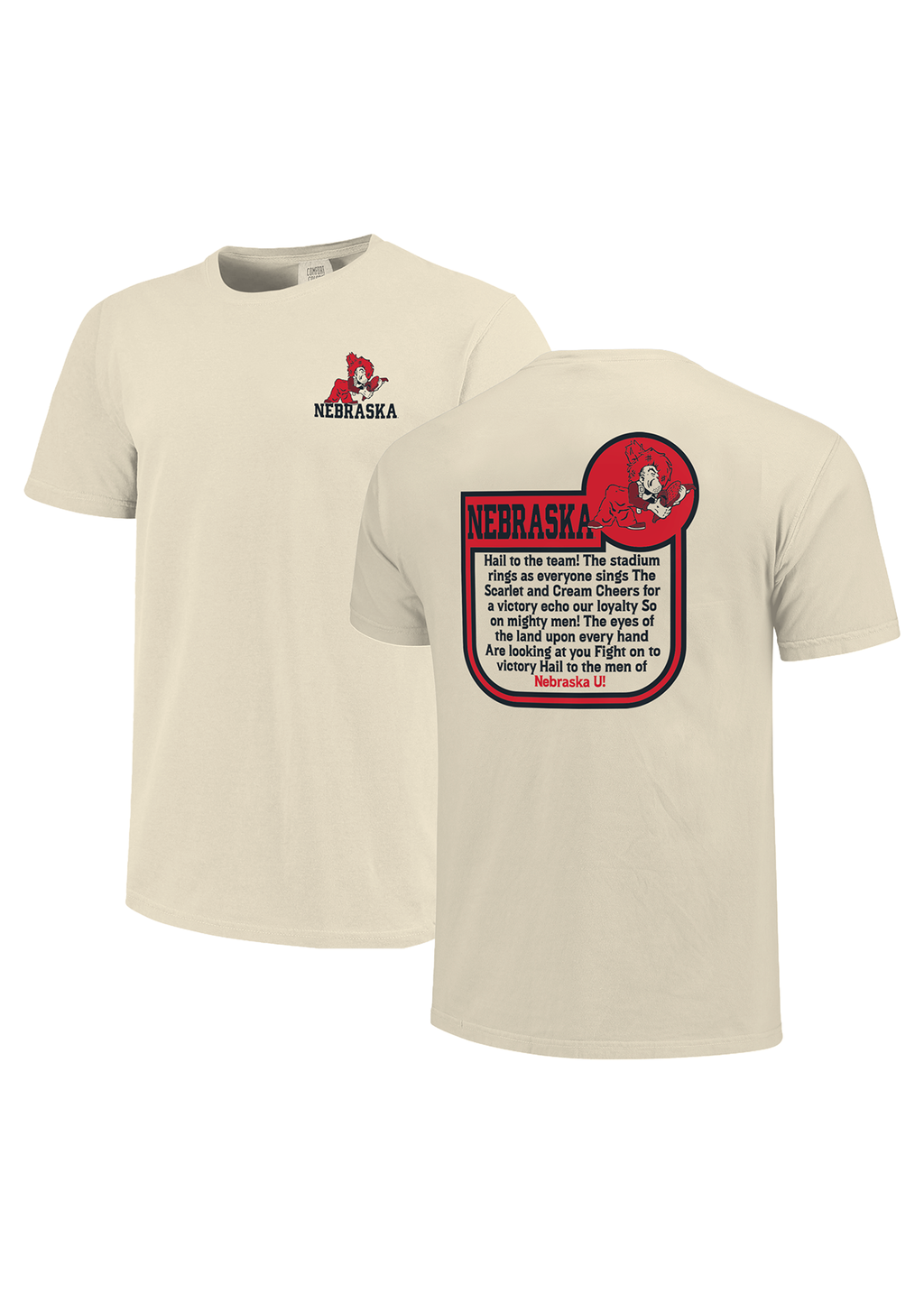 Cream Men’s Short Sleeve T-Shirt – Herbie Chest, Fight Song Back