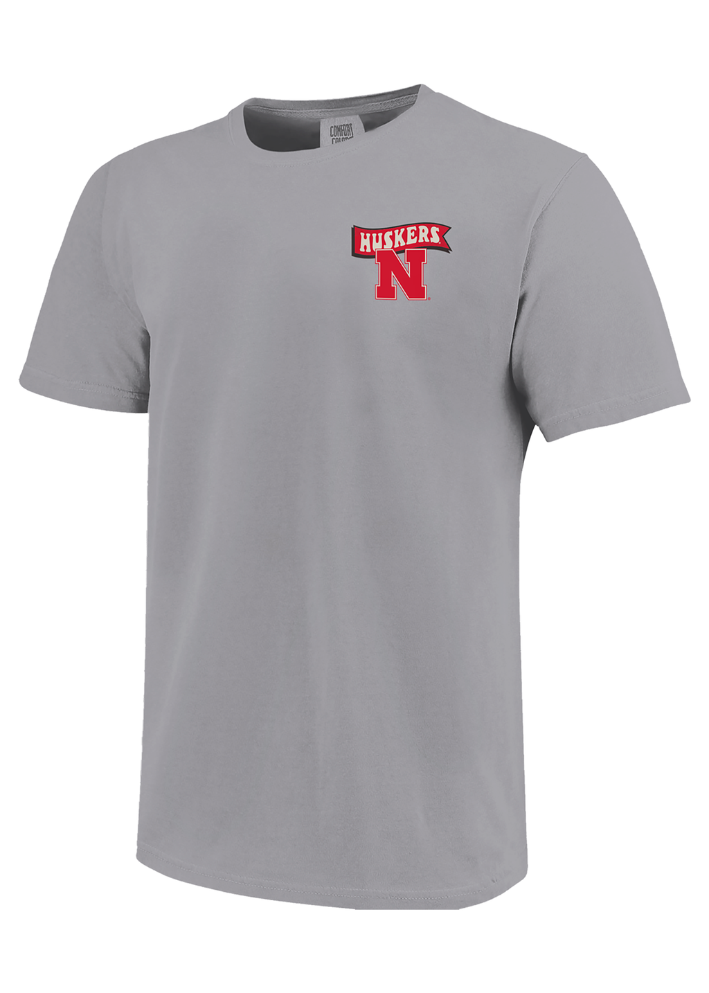 Gray Youth Short Sleeve T-Shirt – Huskers N Chest, Corn Mascot Back
