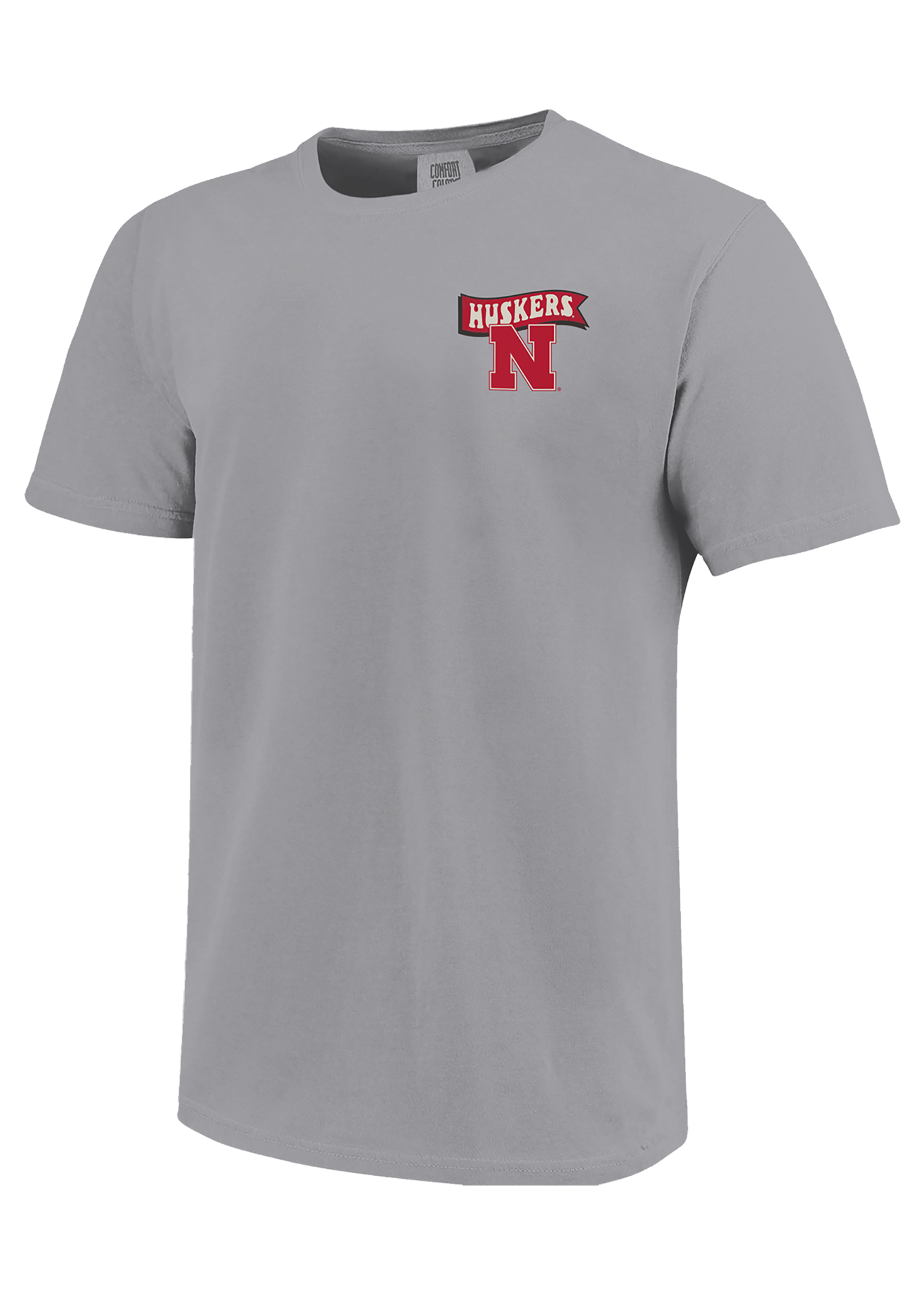 Gray Youth Short Sleeve T-Shirt – Huskers N Chest, Corn Mascot Back