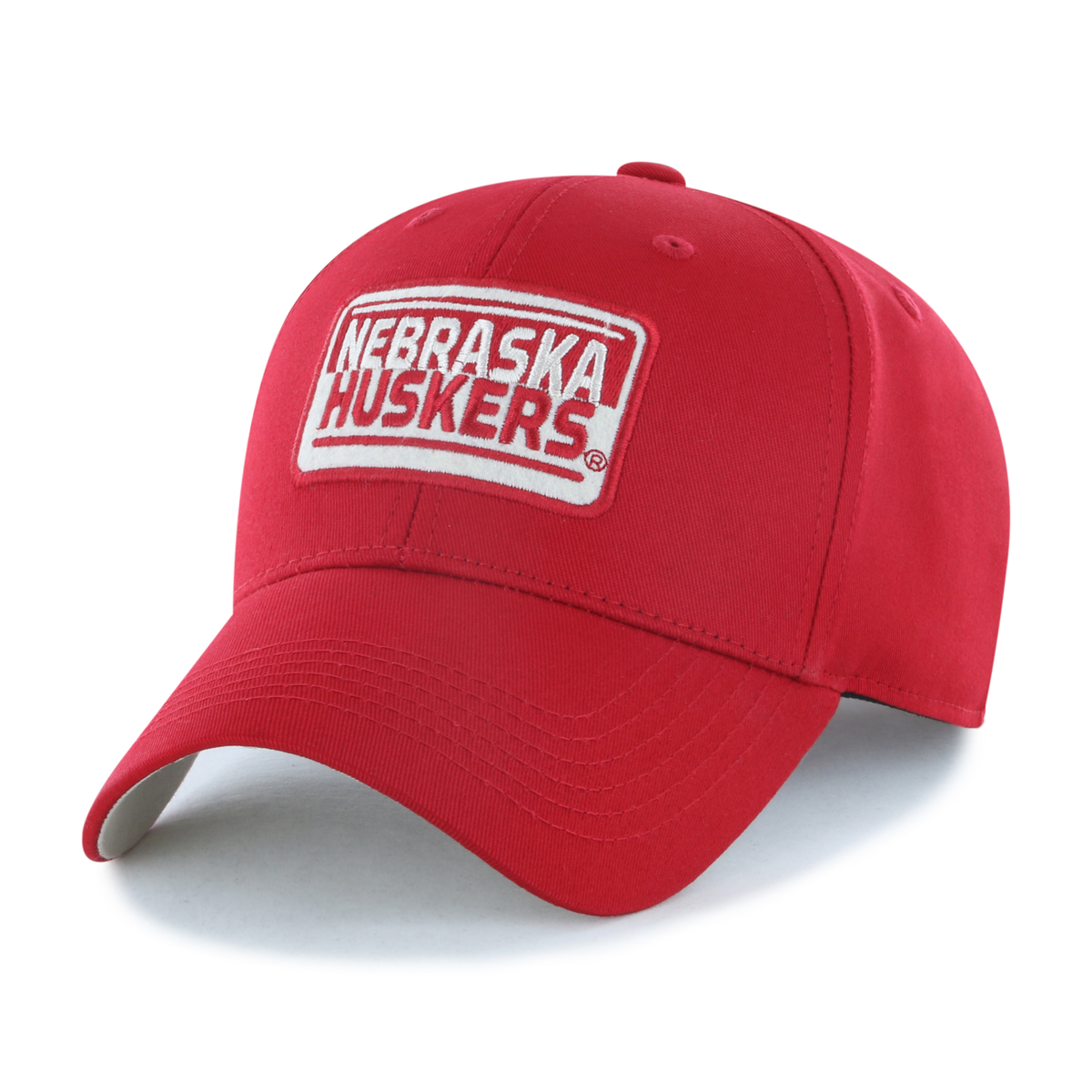 Nebraska Huskers Suede Embroidered Red Patch Hat, Curved Bill, Snapback - Nebraska Cornhuskers