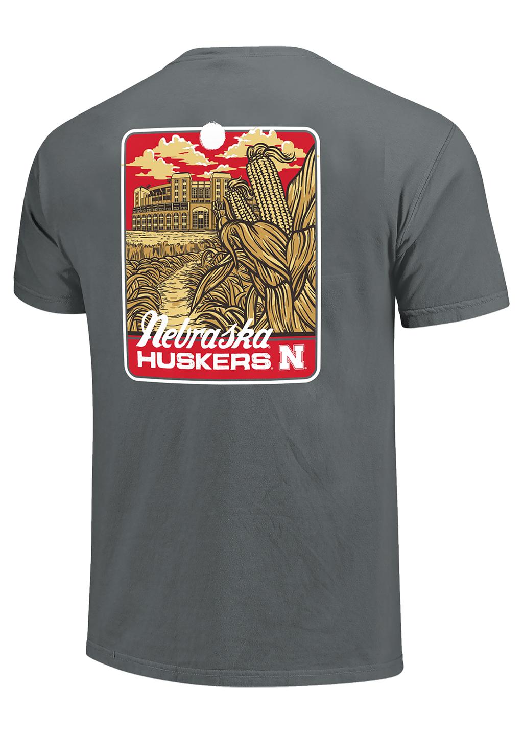 Gray Men’s Short Sleeve T-Shirt – Cornfield & Stadium Graphic