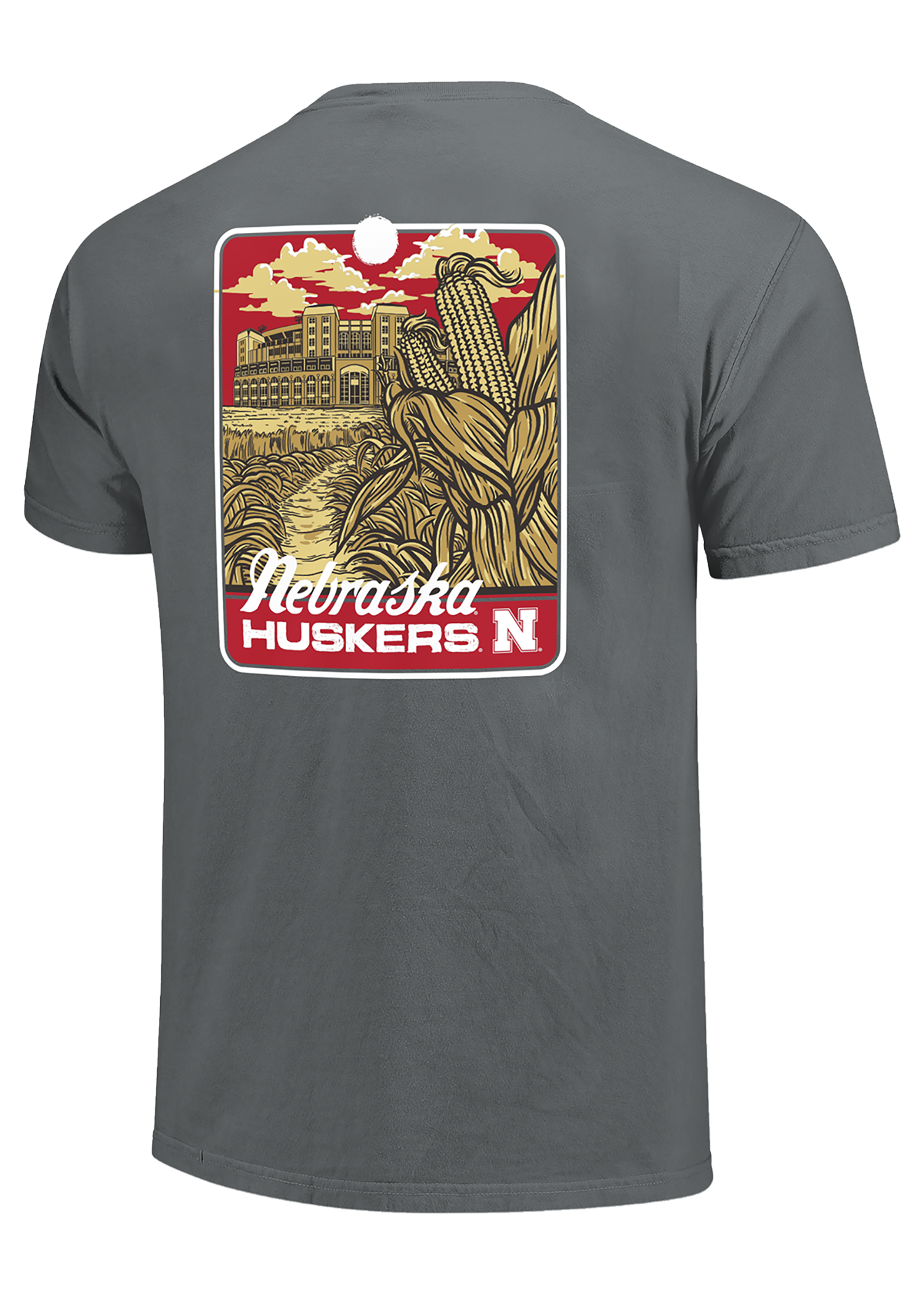 Gray Men’s Short Sleeve T-Shirt – Cornfield & Stadium Graphic