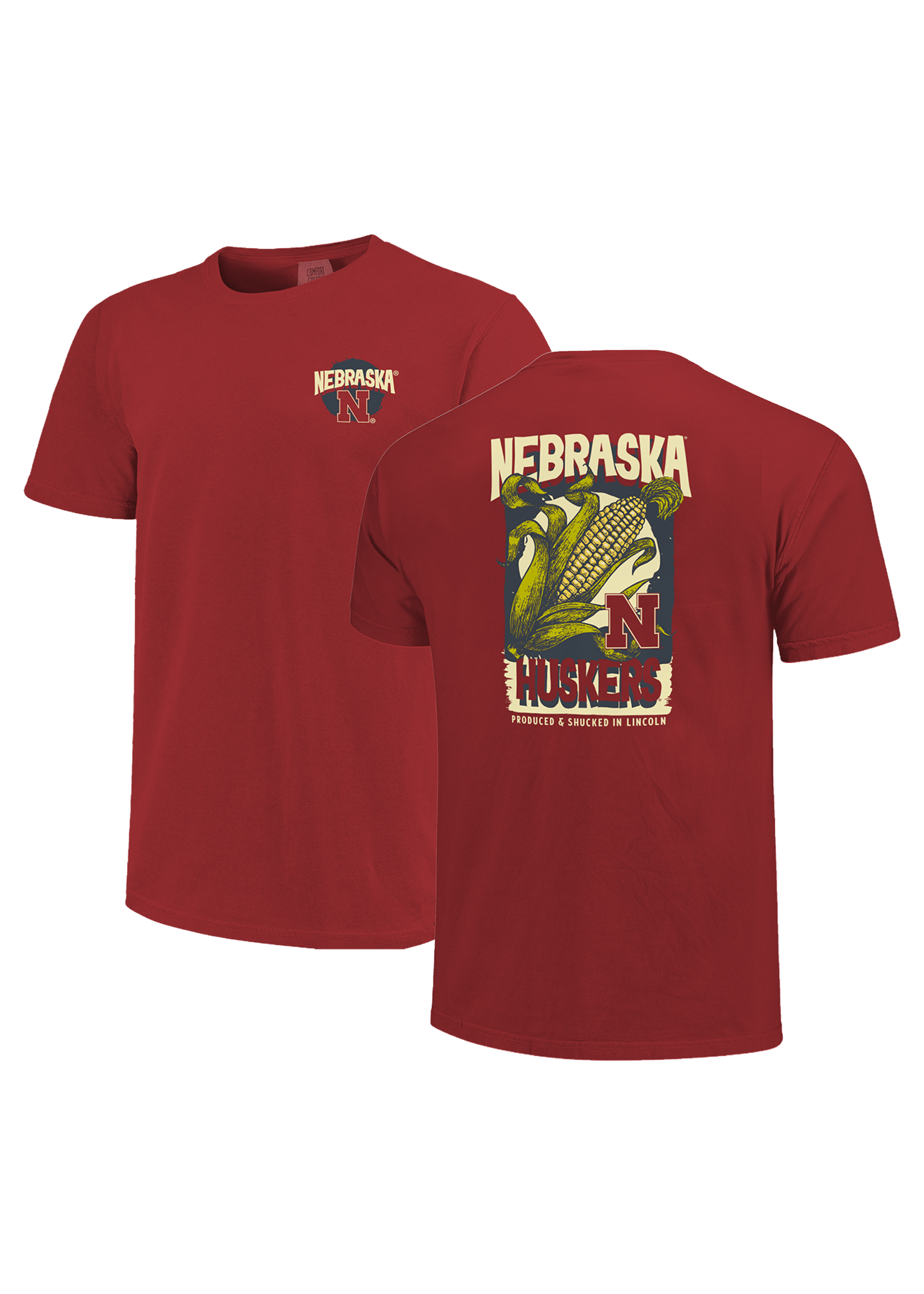 Red Men’s Short Sleeve T-Shirt – Corn Graphic Back