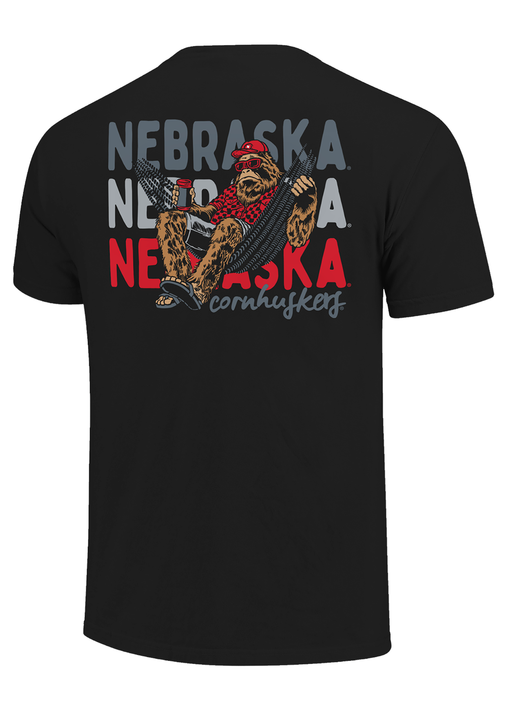 Black Men’s Short Sleeve T-Shirt – Bigfoot Relaxing Hammock Graphic