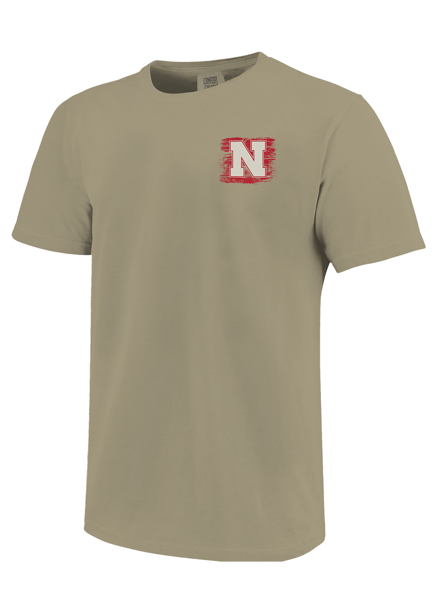 Khaki Men’s Short Sleeve T-Shirt – Dog Graphic Back