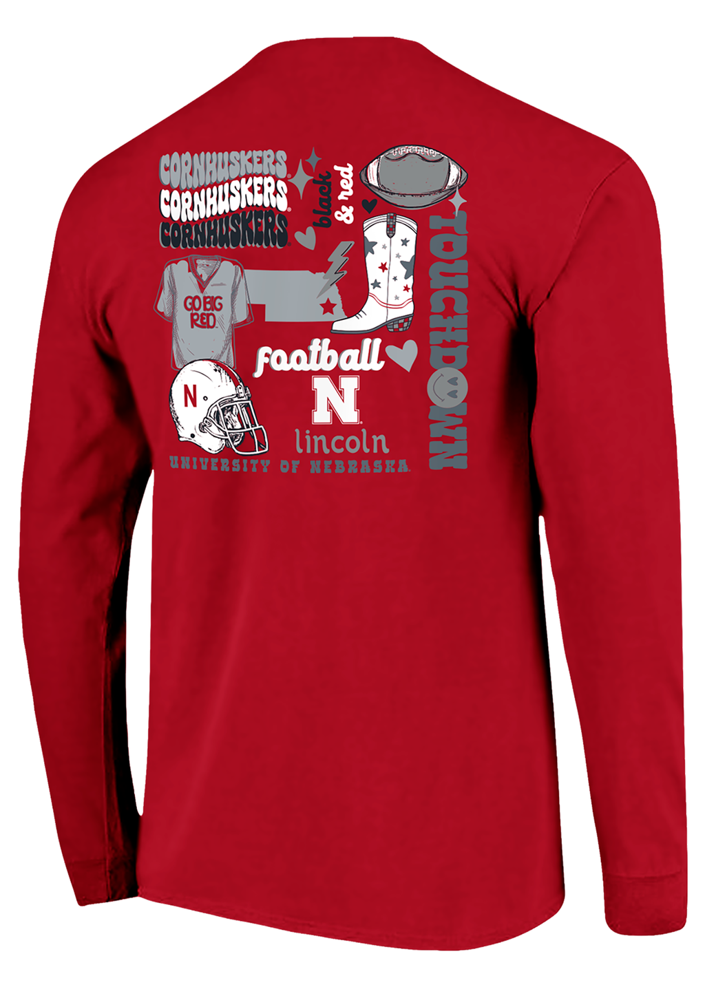 Red Long Sleeve T-Shirt – Football Collage Design