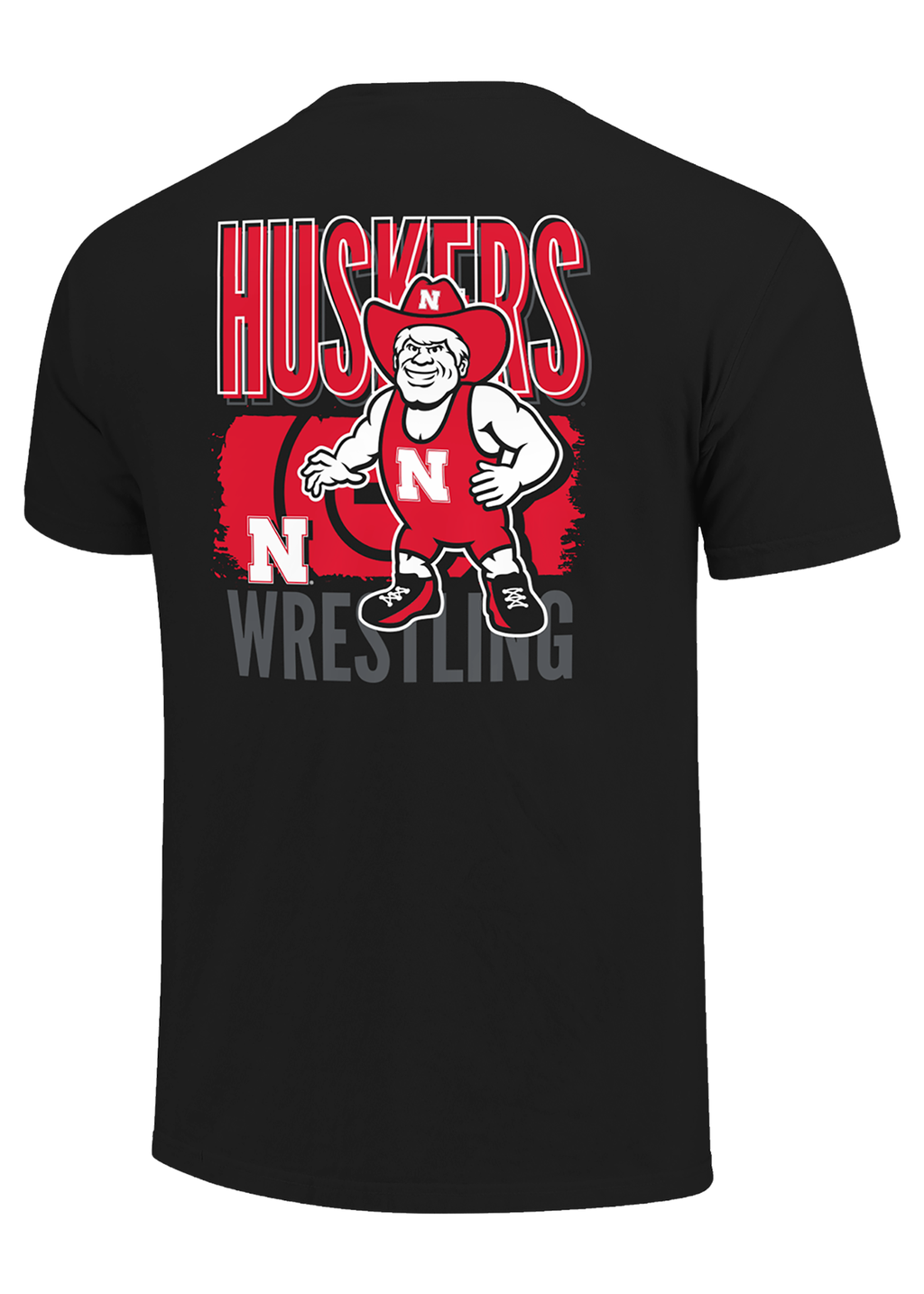 Black Men’s Short Sleeve T-Shirt – Huskers Wrestling Herbie Graphic