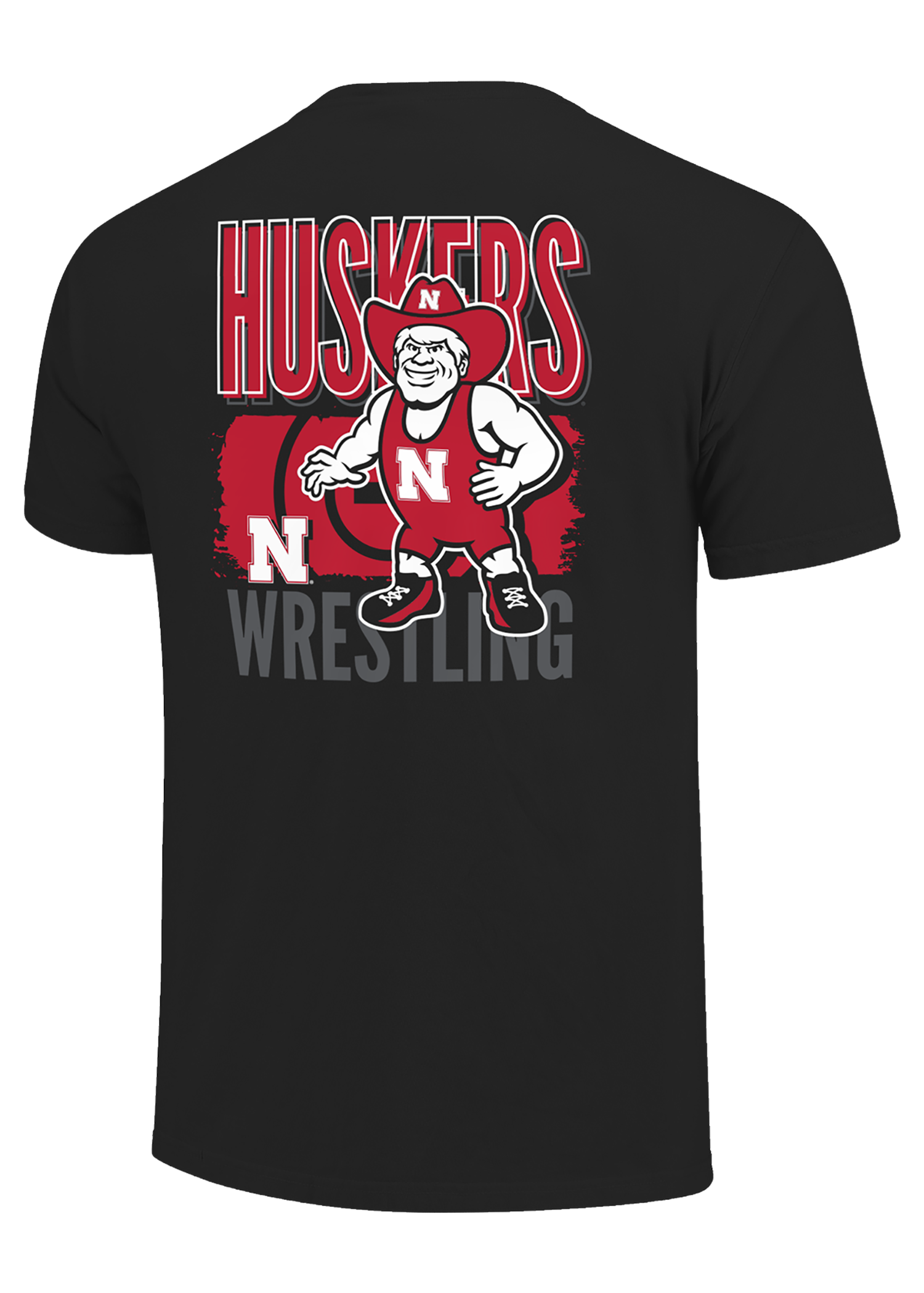 Black Men’s Short Sleeve T-Shirt – Huskers Wrestling Herbie Graphic