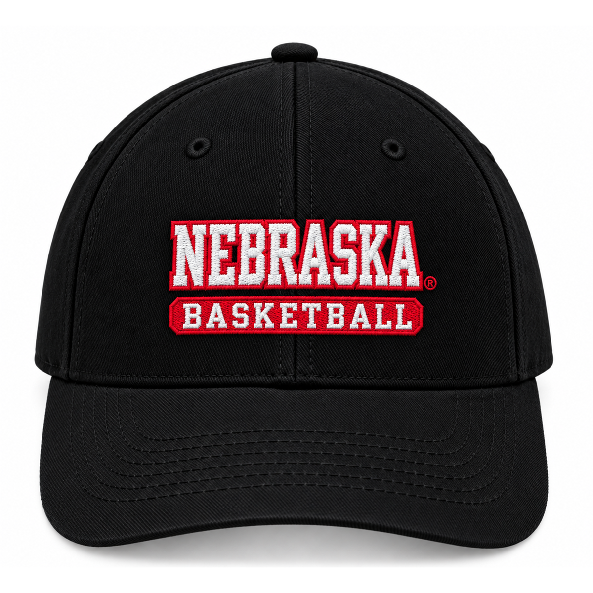 Nebraska Basketball Embroidered Hat, Curved Bill, Snapback - Nebraska Cornhuskers