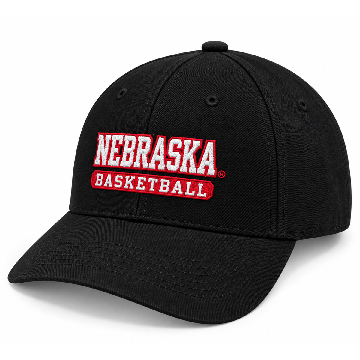 Nebraska Basketball Embroidered Hat, Curved Bill, Snapback - Nebraska Cornhuskers
