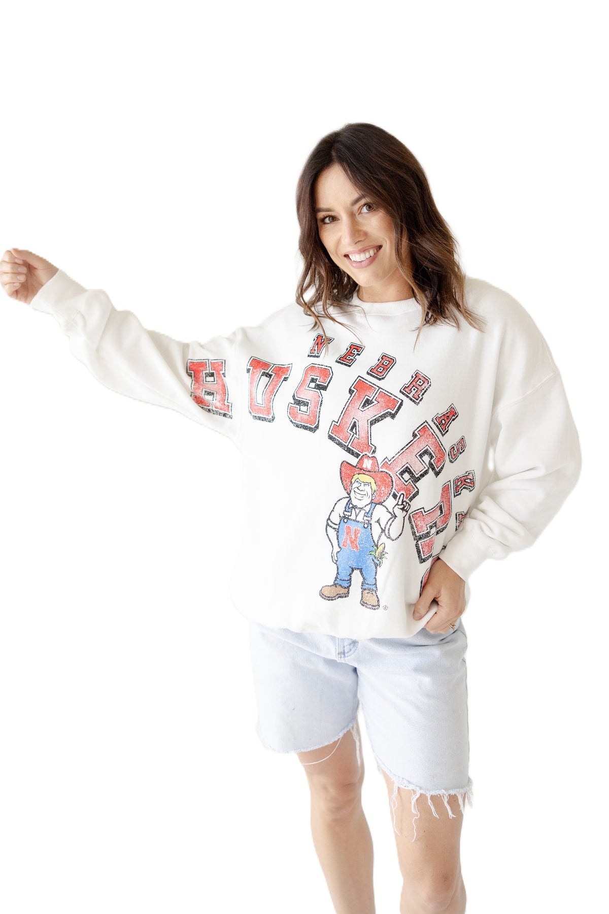 Bryant Bend Lantern Sleeve Crew - Nebraska Cornhuskers