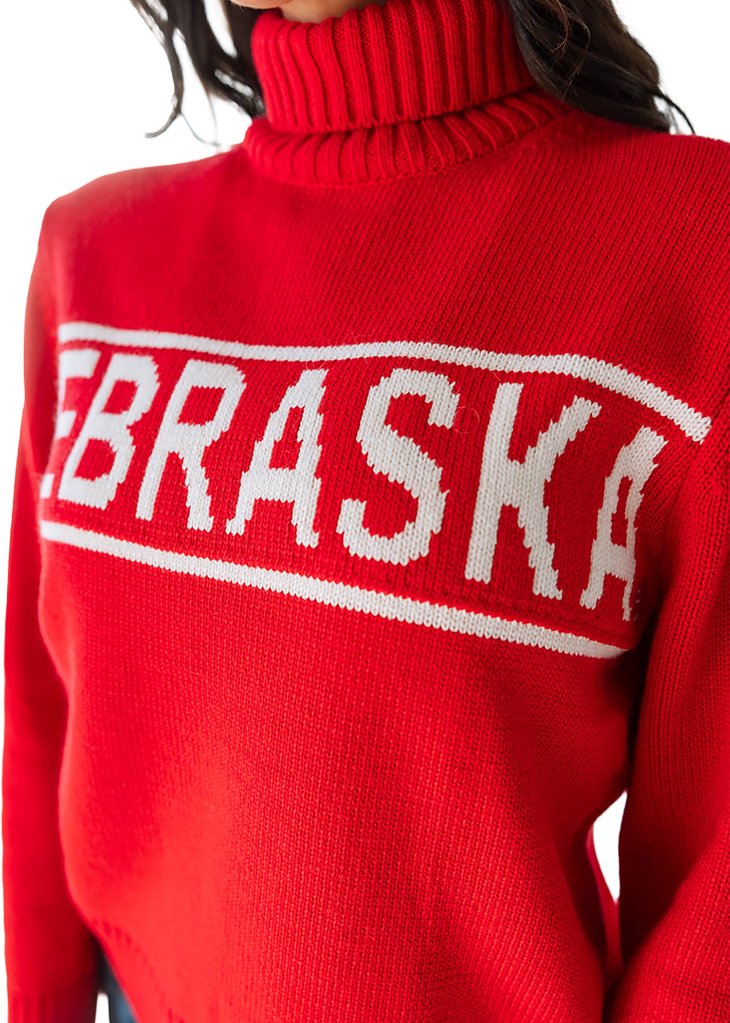 Red Nebraska Turtleneck Sweater