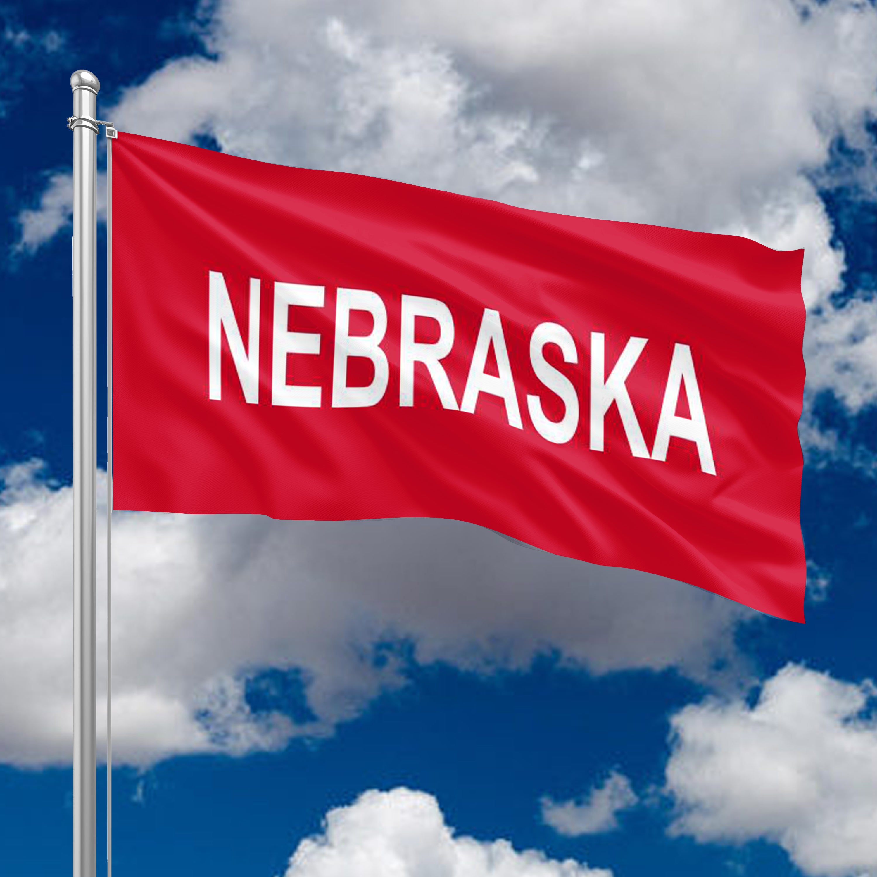 NEBRASKA - Flag Single Sided Applique 3ft x 5ft Grommets Nebraska Cornhuskers