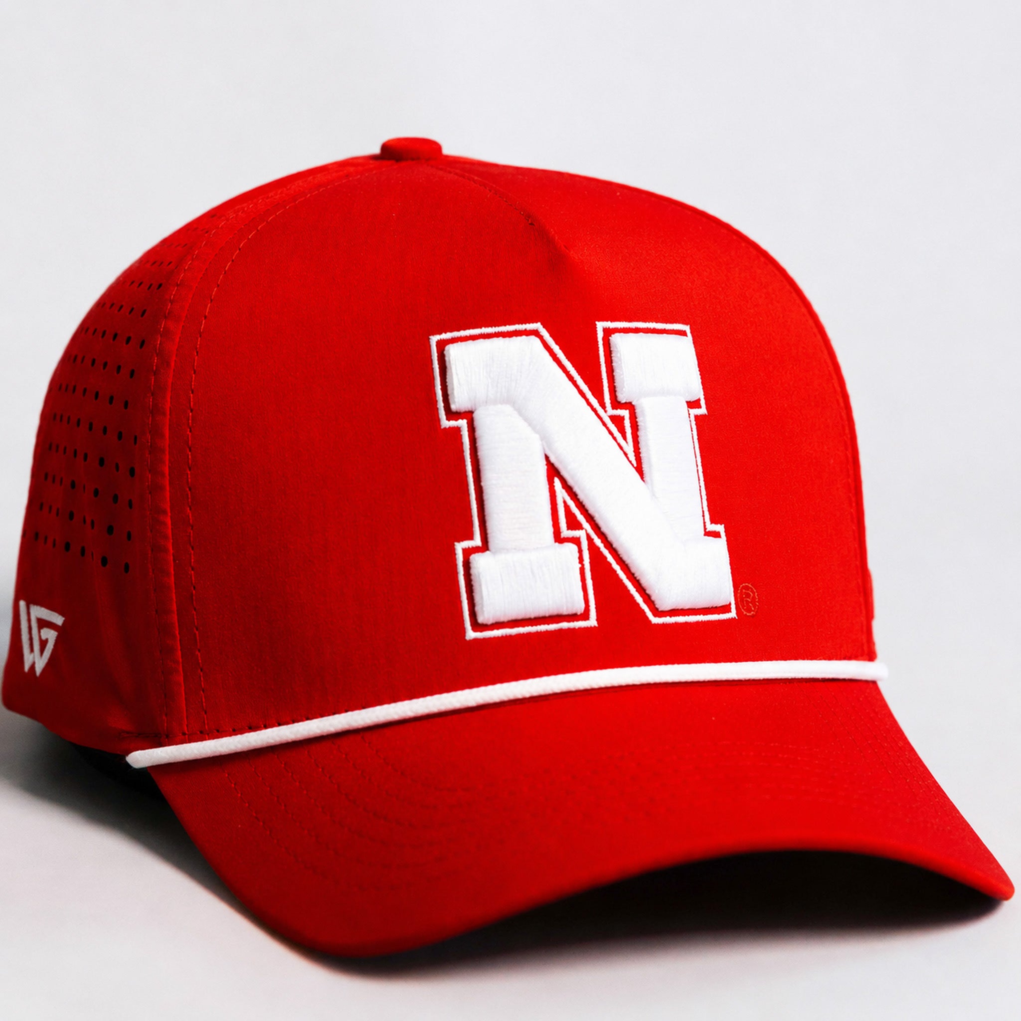 Wood n Grail Tee-Box Performance Hat in Red, Curved Bill, Snapback - Nebraska Cornhuskers