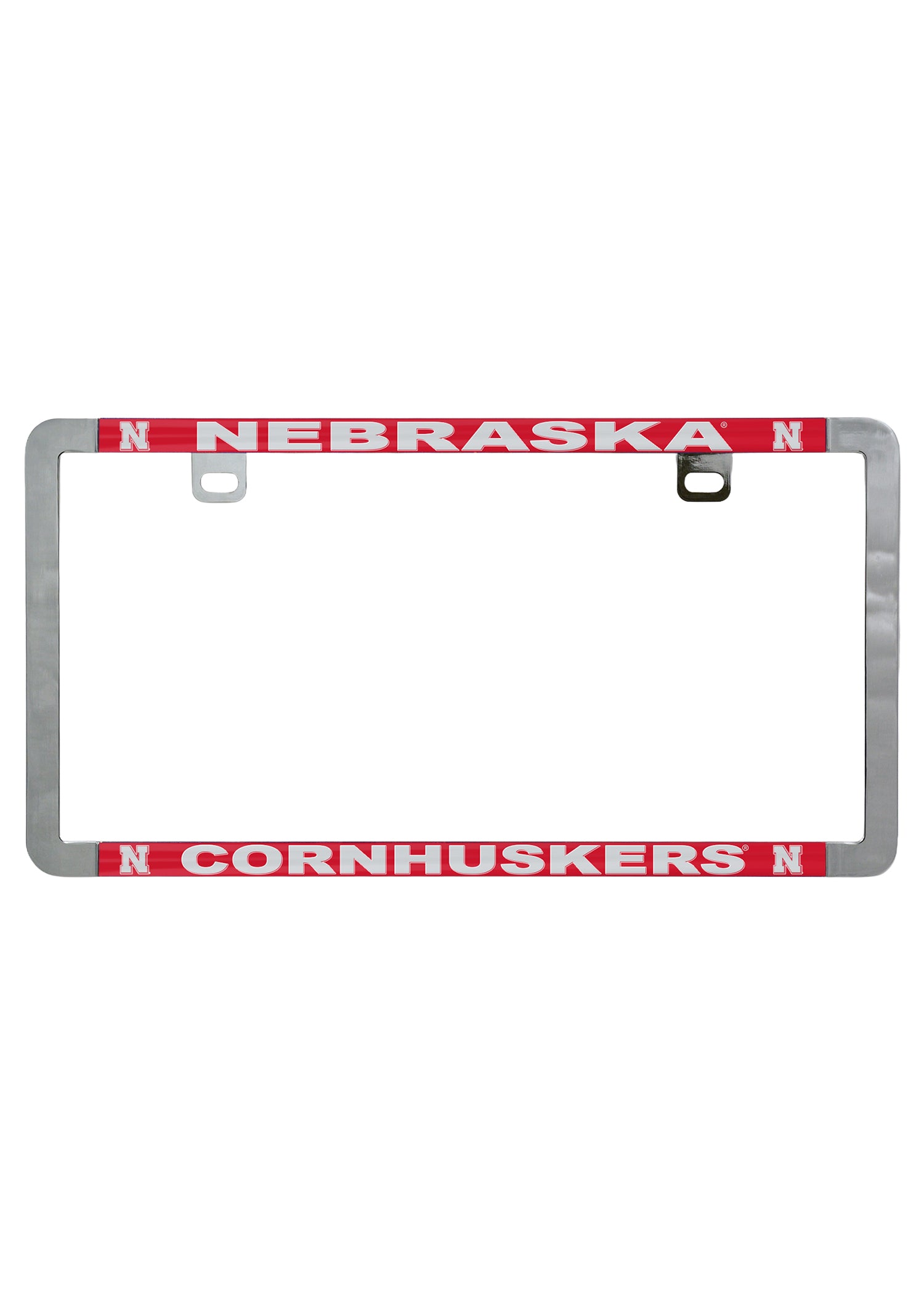 Cornhuskers Block N Slim Frame Metal License Plate Frame