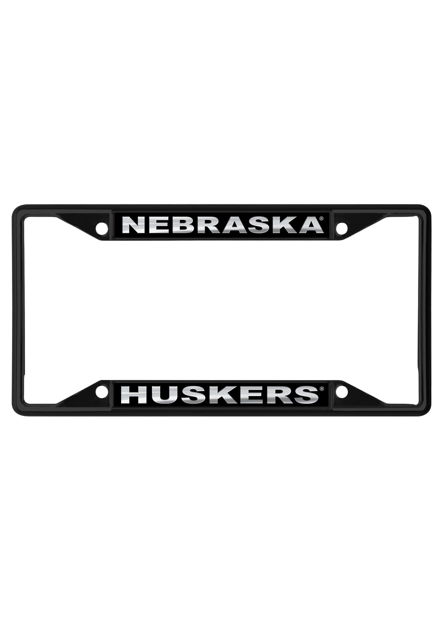 Black Huskers Metal License Plate Frame