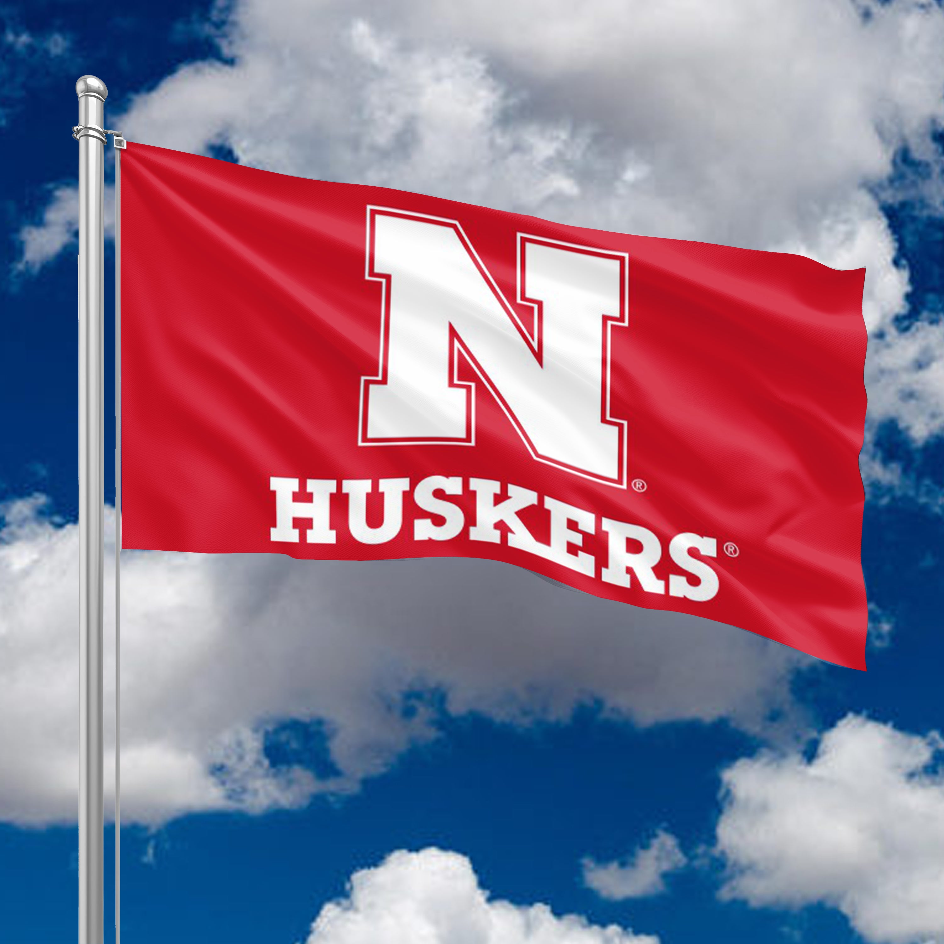 N Huskers - Flag Single Sided Silk Screened 4ft x 6ft Grommet Nebraska Cornhuskers