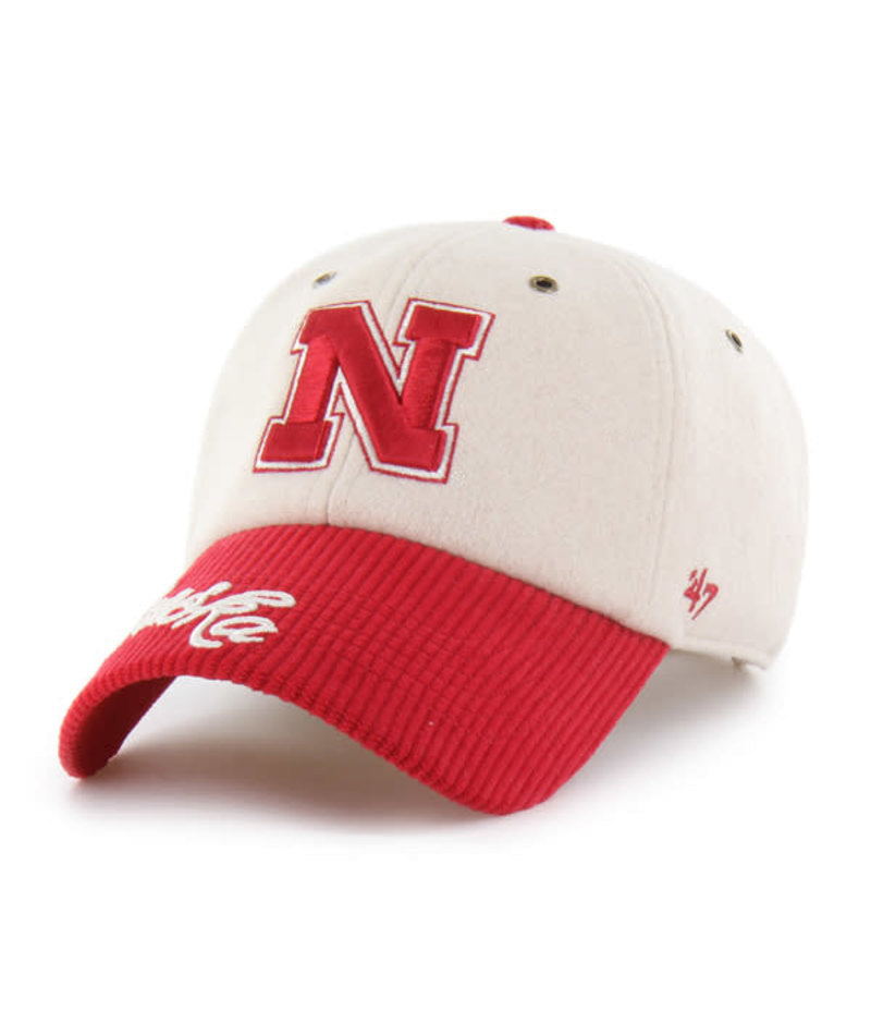 Natural Rope Script Tt '47 Clean Up Hat, Curved Bill, Strapback - Nebraska Cornhuskers
