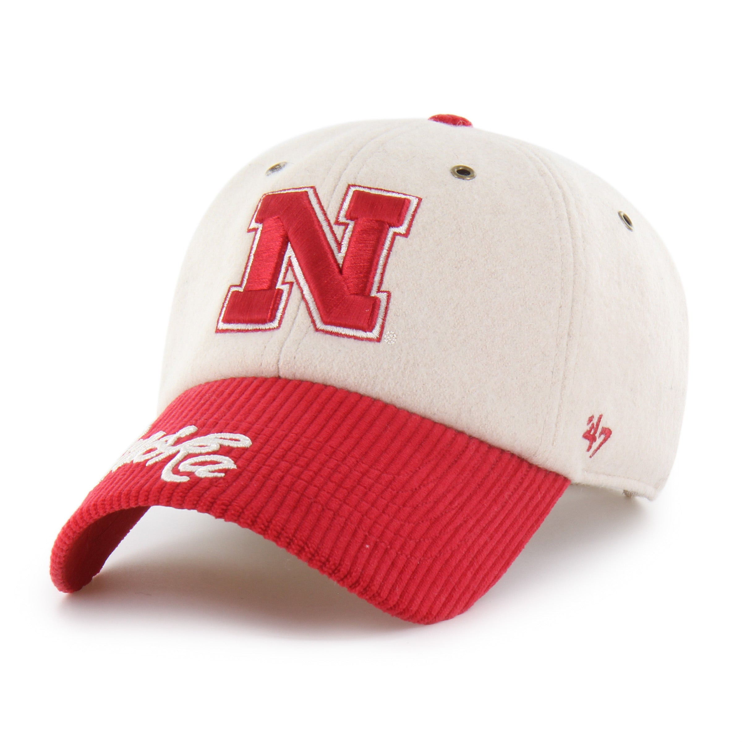 Natural Rope Script Tt '47 Clean Up Hat, Curved Bill, Strapback - Nebraska Cornhuskers