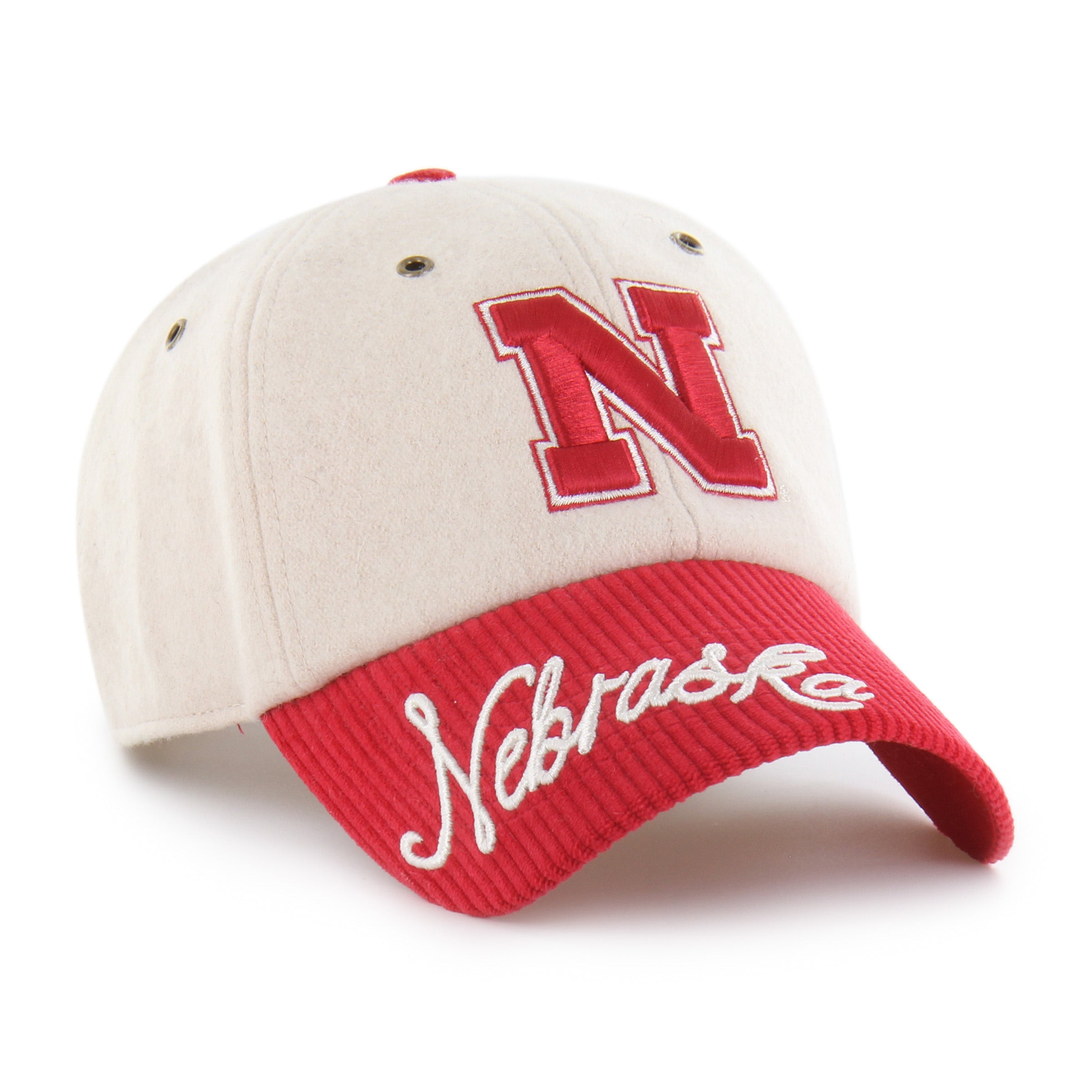 Natural Rope Script Tt '47 Clean Up Hat, Curved Bill, Strapback - Nebraska Cornhuskers