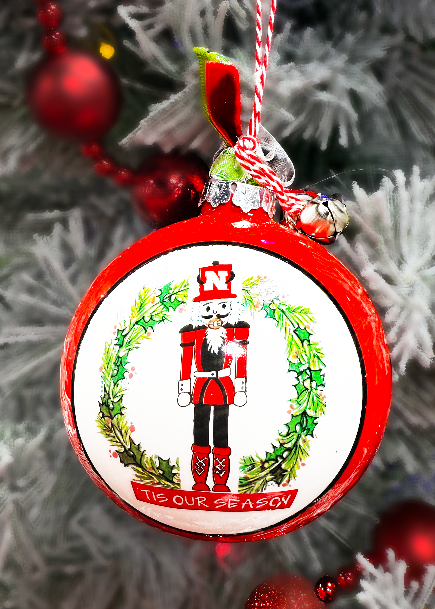 Nebraska Cornhuskers Magnolia Lane Wreath Sphere Ornament 3in