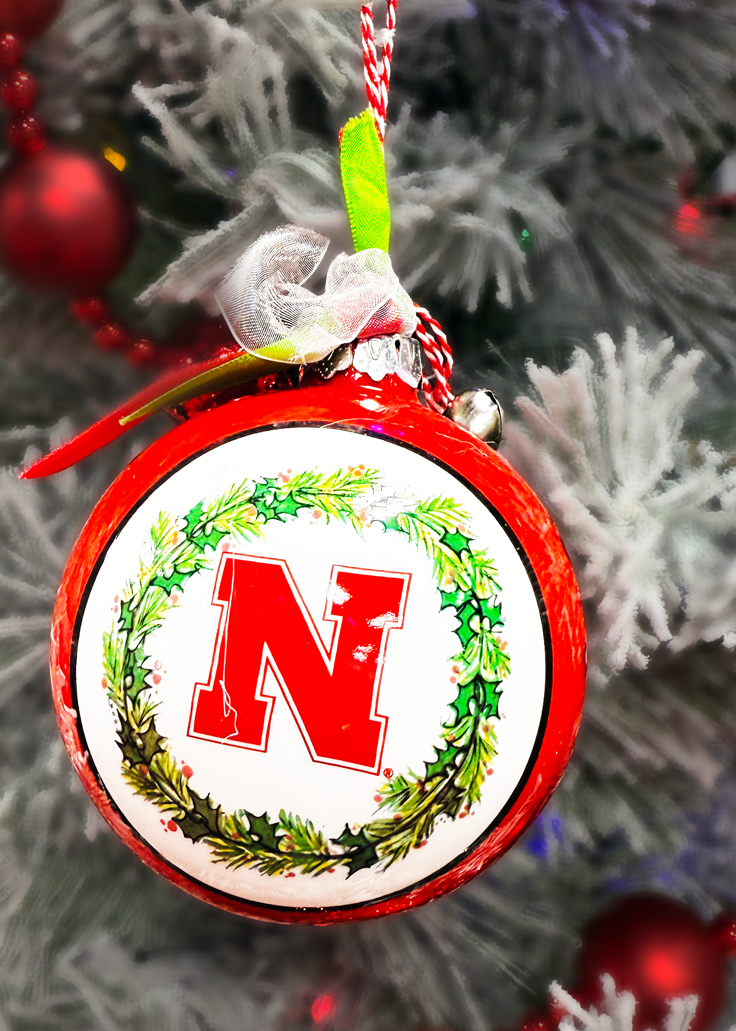 Nebraska Cornhuskers Magnolia Lane Wreath Sphere Ornament 3in